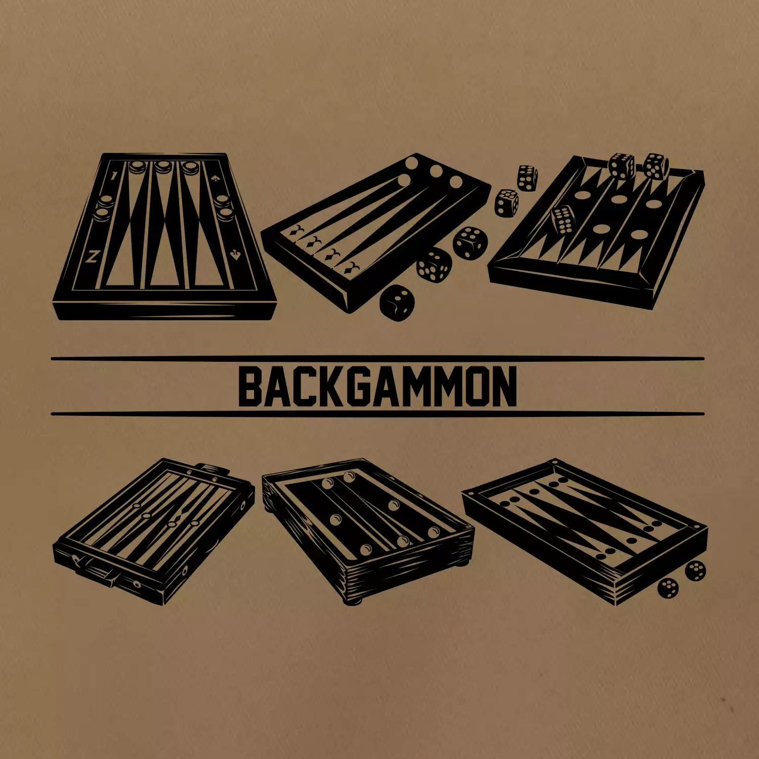 Backgammon černý set