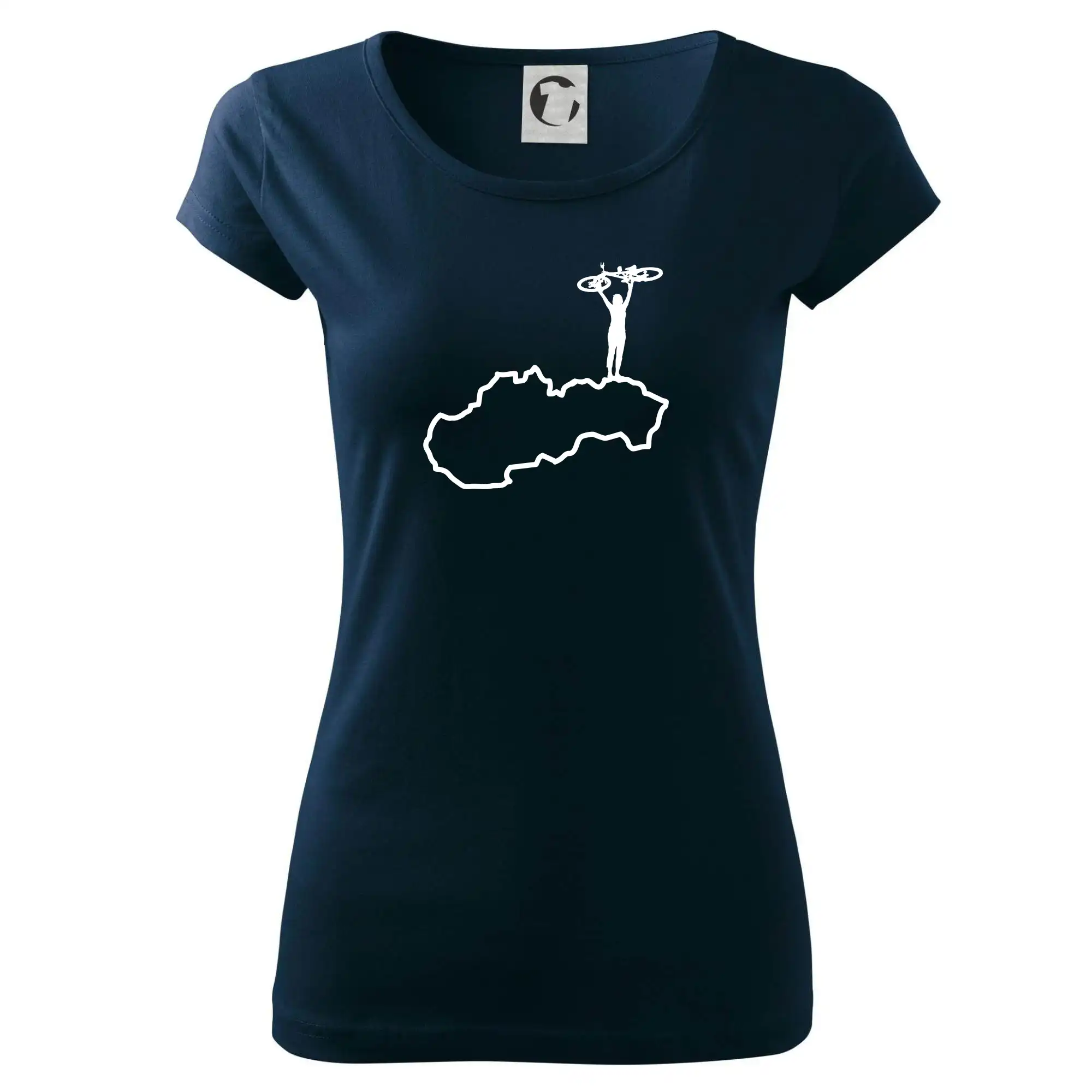 Tričko ako darček pre cyklistu - Mapa Slovenska - cyklistka - Dámske tričko Pure