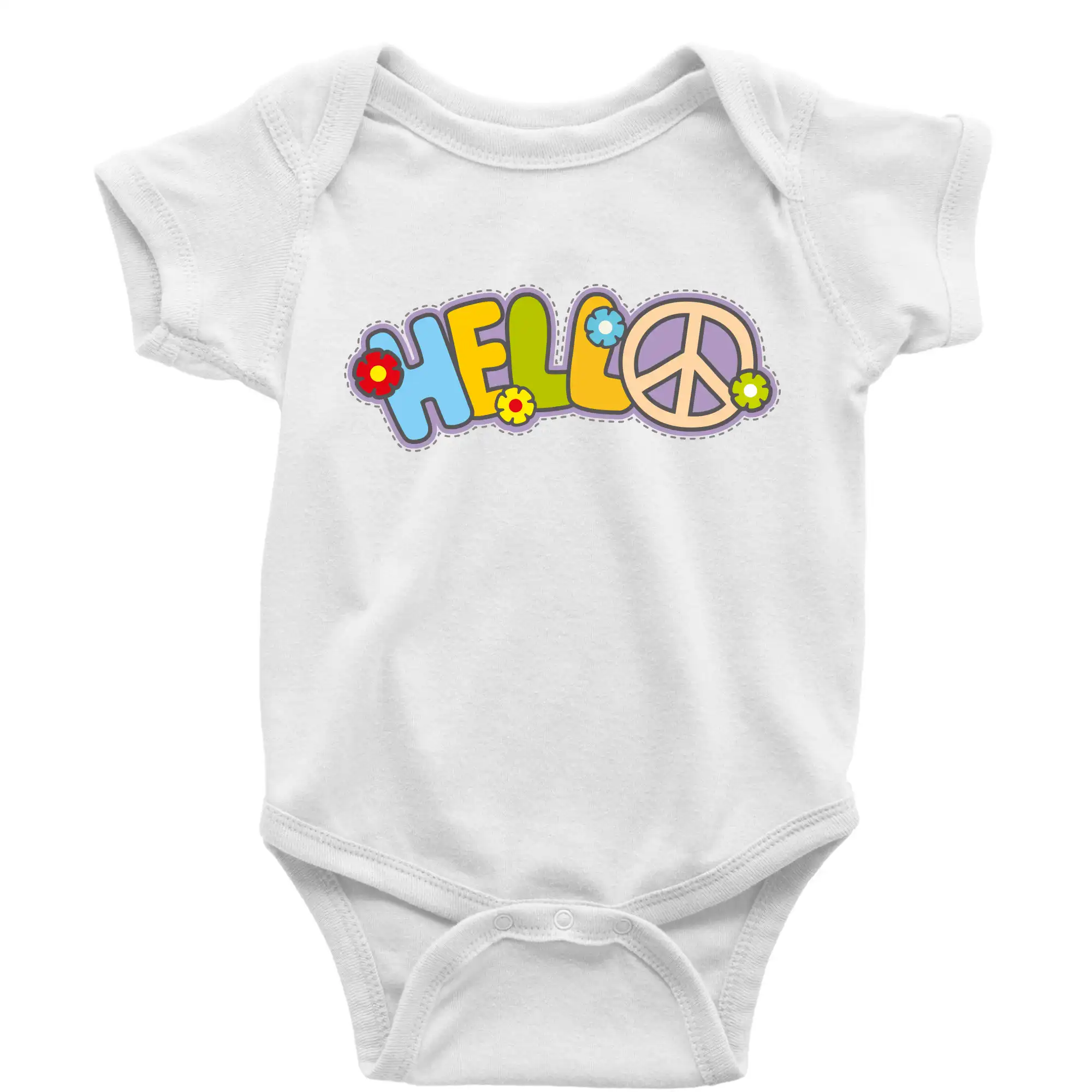 Tričká pre pohodový ľudí - Hello hippie symbol - Body dojčenské s krátkym rukávom
