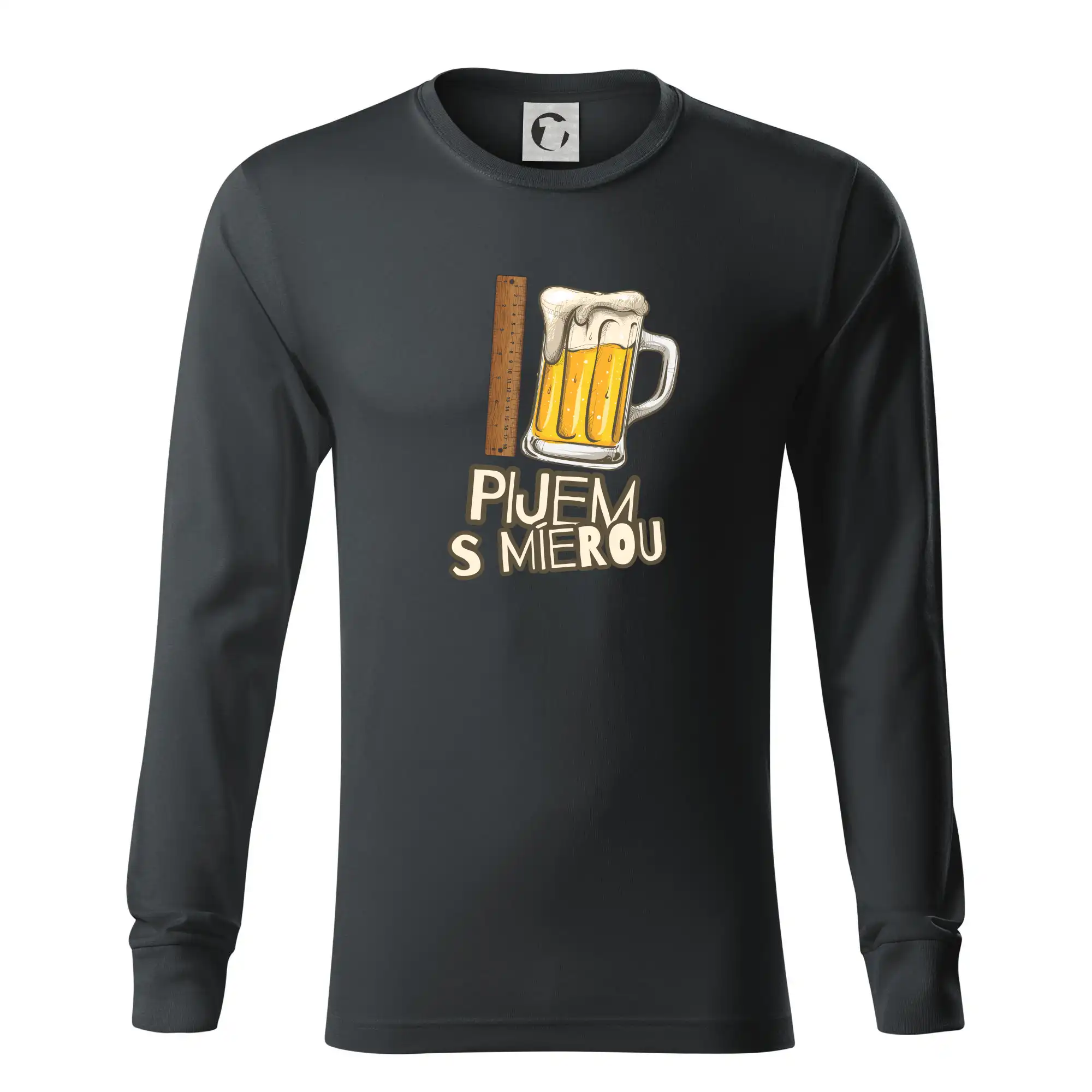 Vtipná tričká pre pivárov - Pijem s mierou - Tričko s dlhým rukávom LS R05