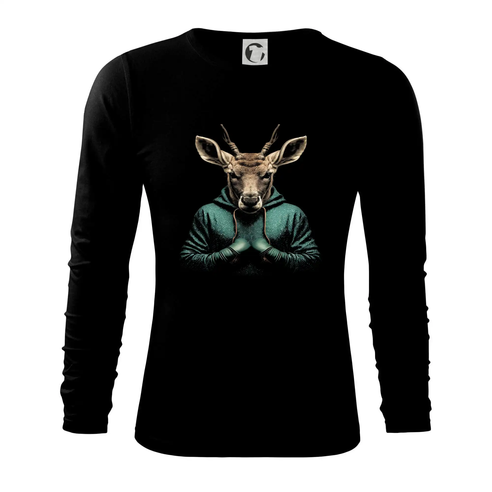 Tričká so zvieratami - Jelen boxer - Tričko s dlhým rukávom FIT-T long sleeve