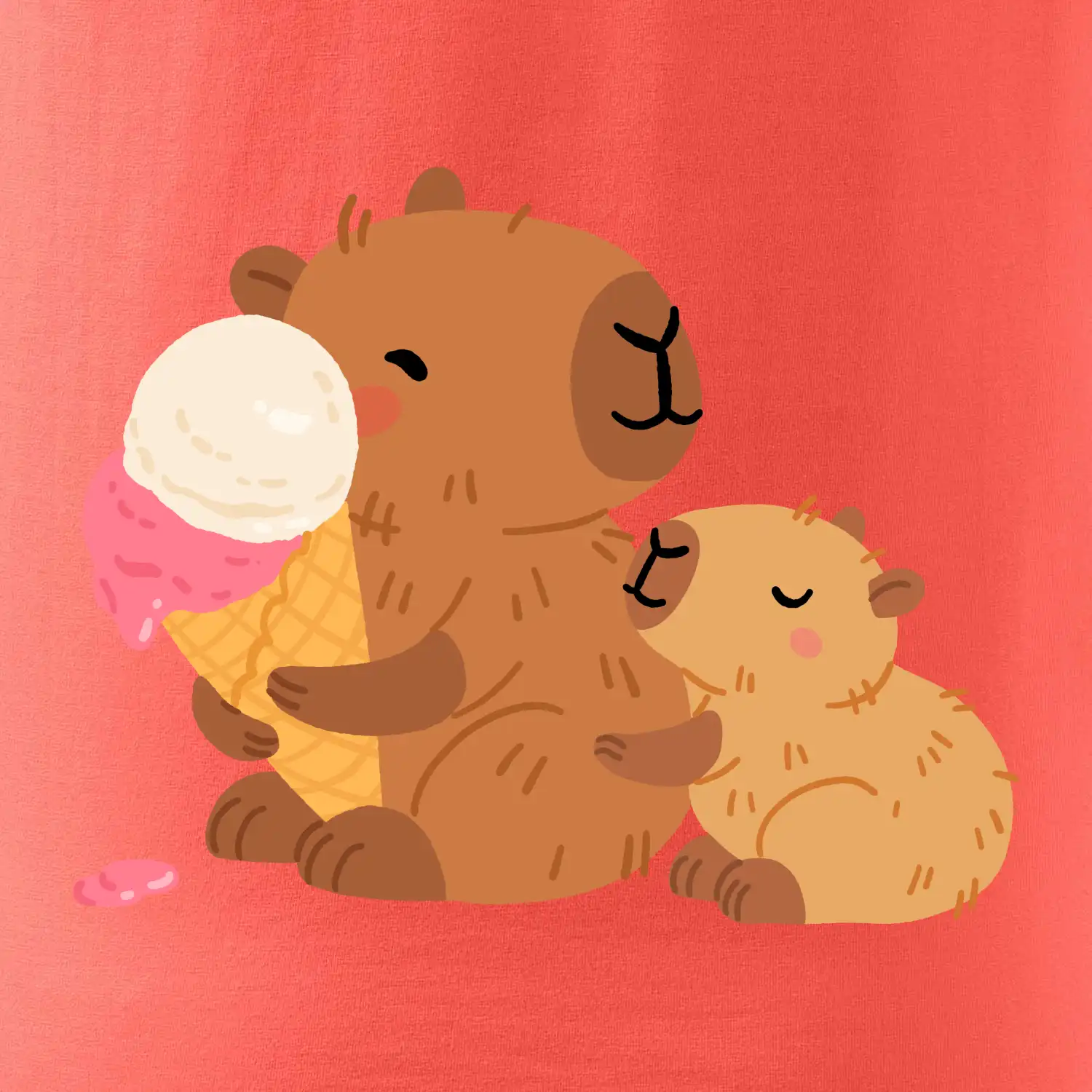 Kapybara se zmrzlinou