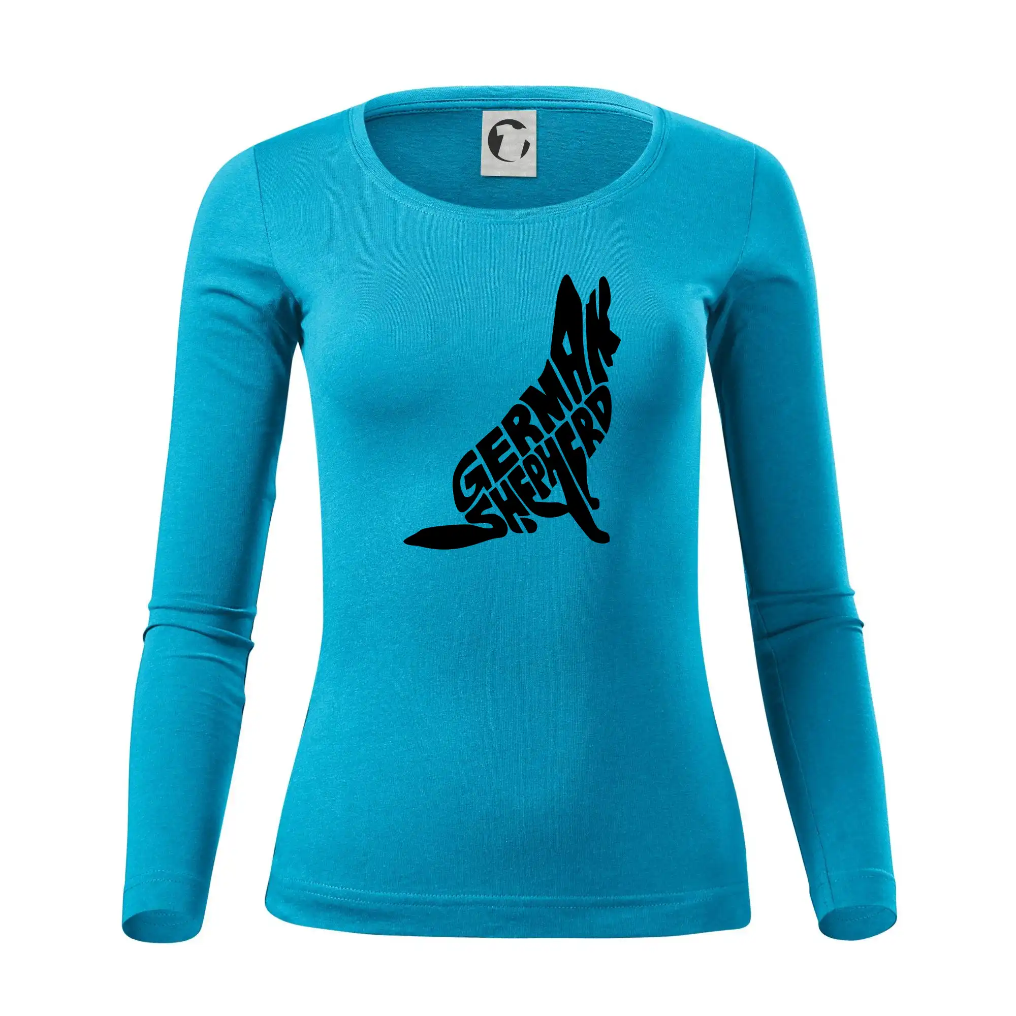 Německý ovčák sedící napis