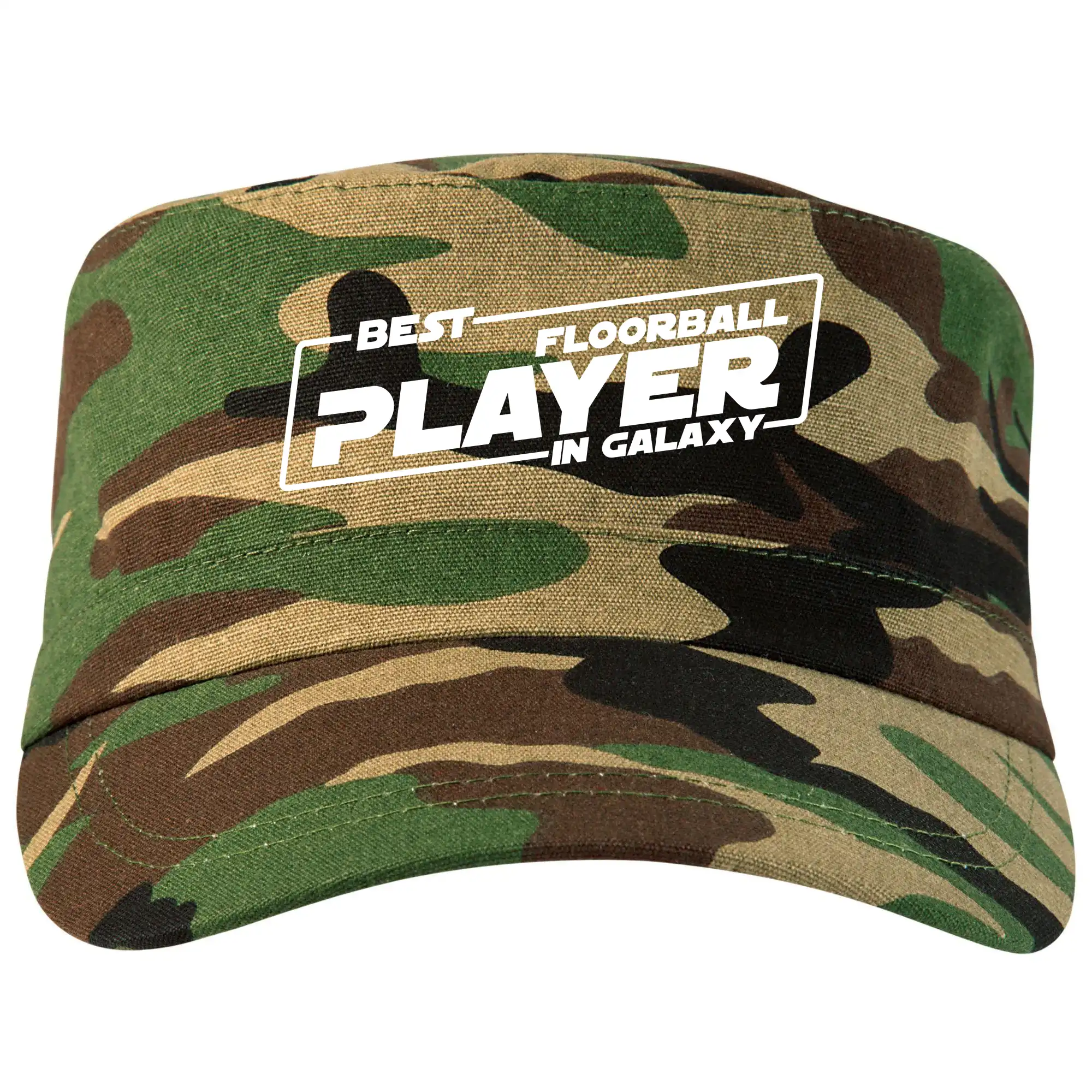 Florbalové tričká - Best floorball player in galaxy - Šiltovka CAMO