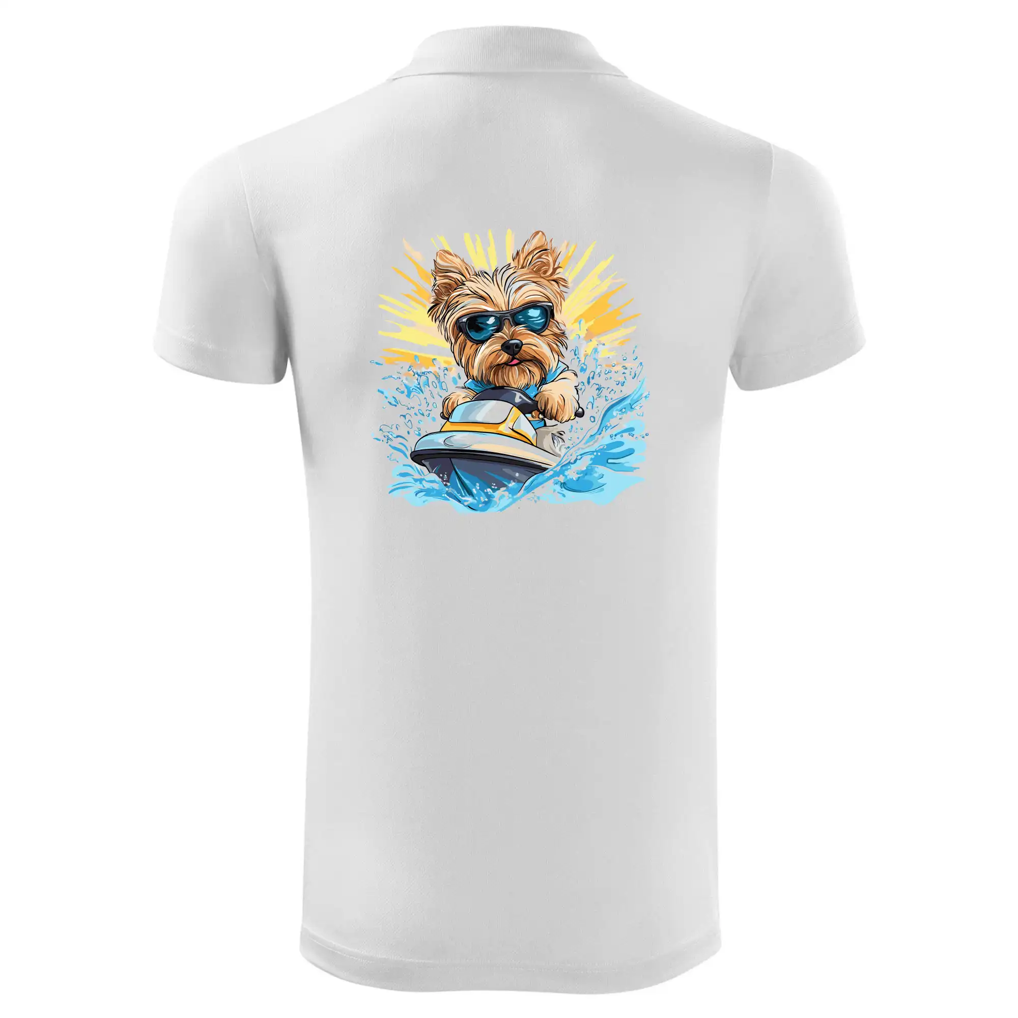 Yorkšírský teriér na vodním skútru