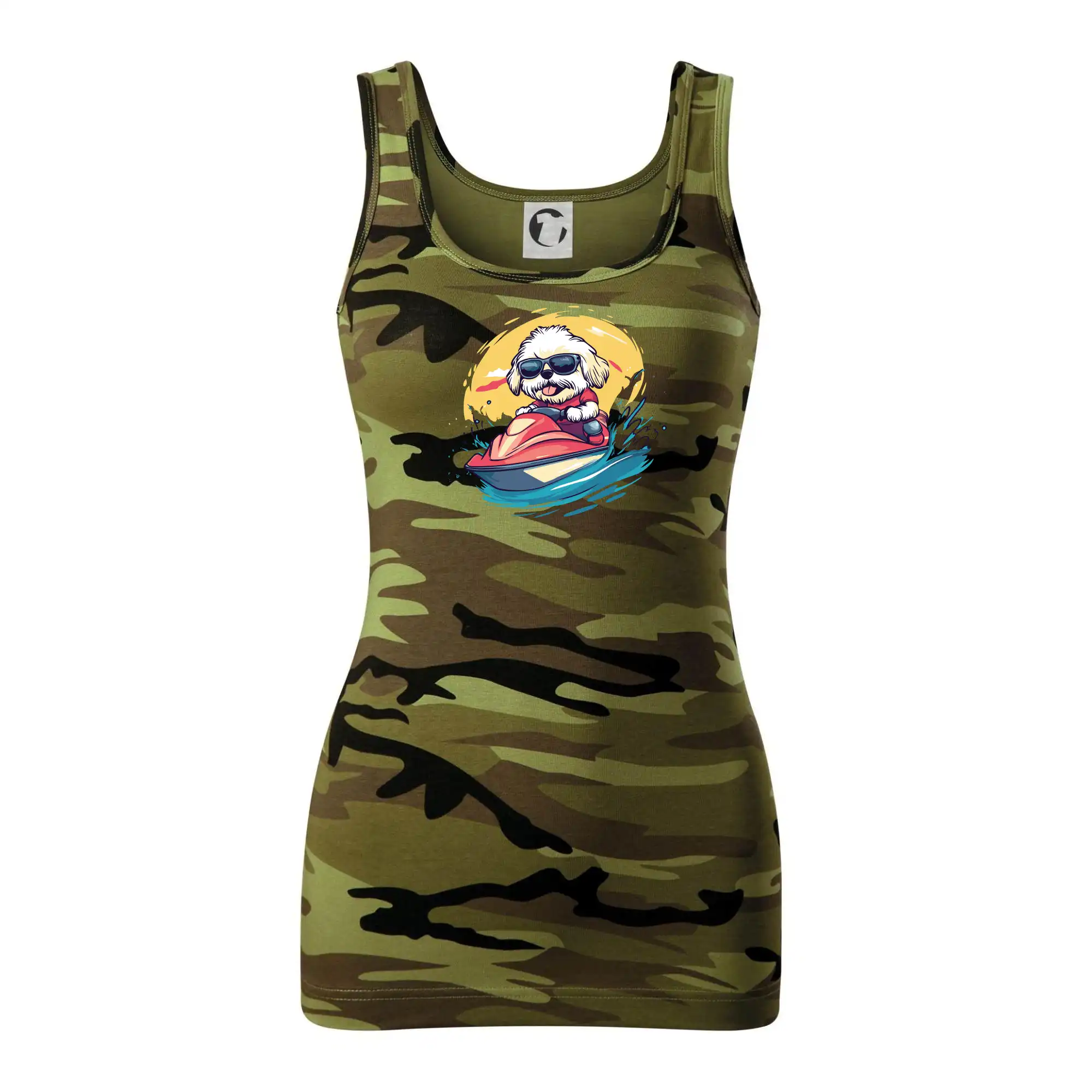 Lhasa Apso na vodním skútru