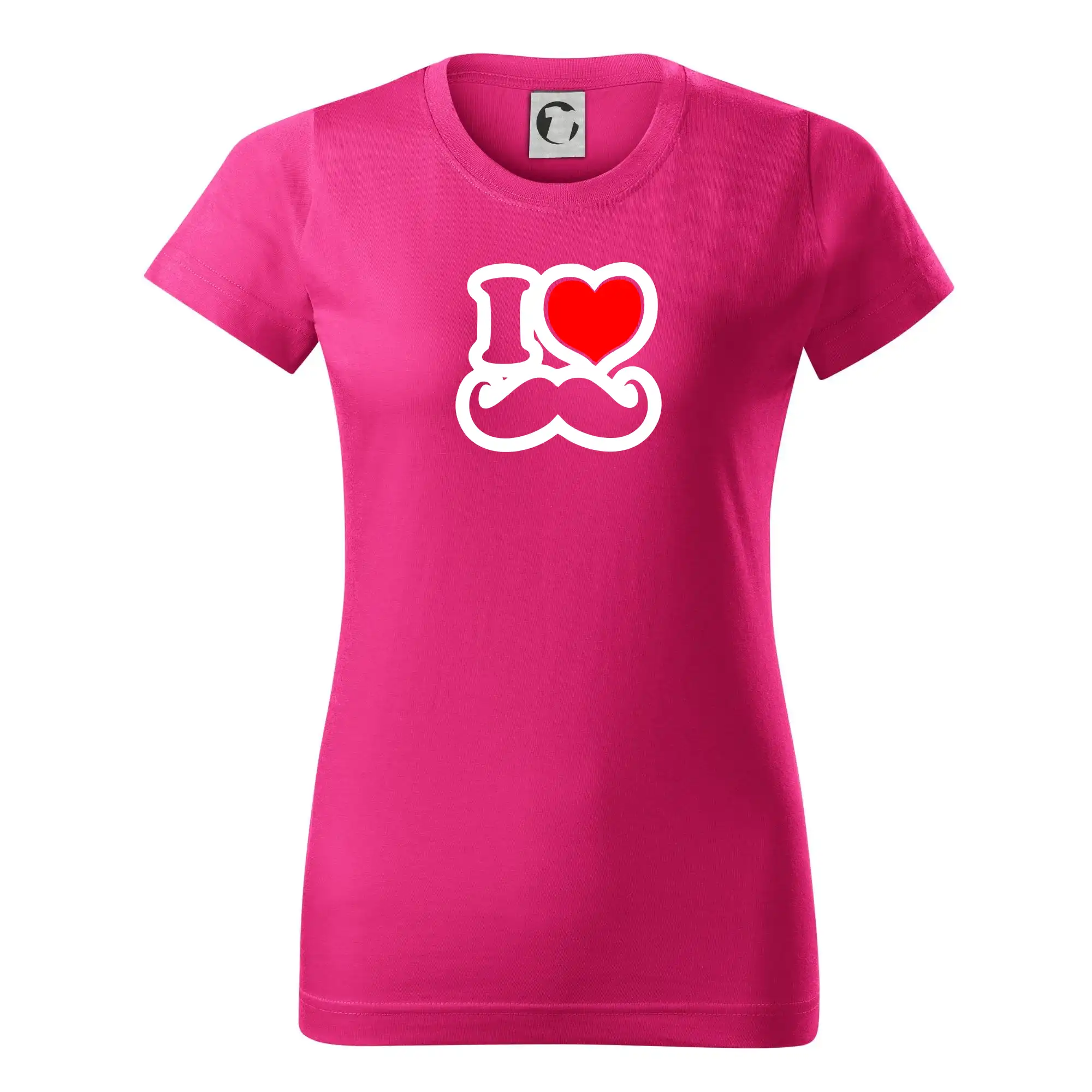 Tričká s fúzikmi - i love mustache - obrys - Dámske tričko basic - ľahko voľnejšie a dlhšie