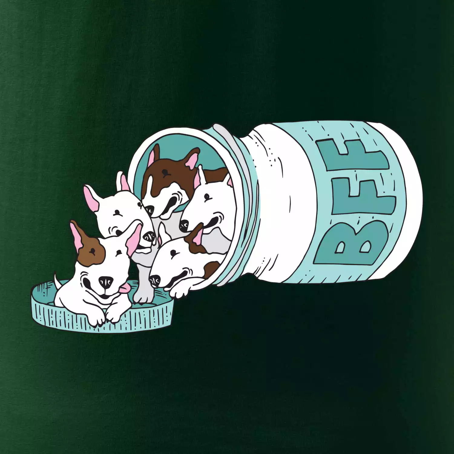 Bullterrier Friends Forever zelené (Pecka design)