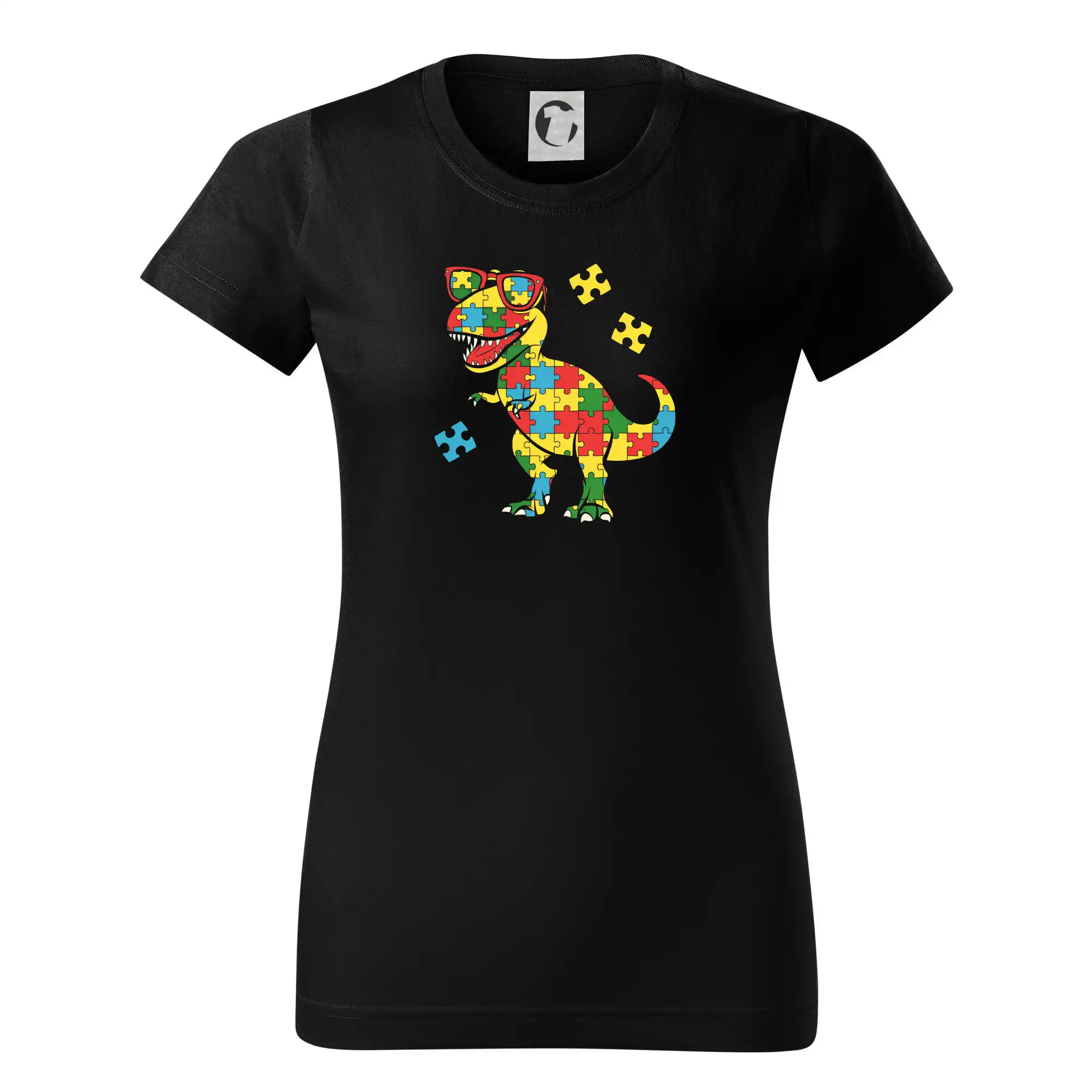 Tričká s motívom autizmu & osveta - Autizta dinosaurus puzzle - Dámske tričko basic - ľahko voľnejšie a dlhšie