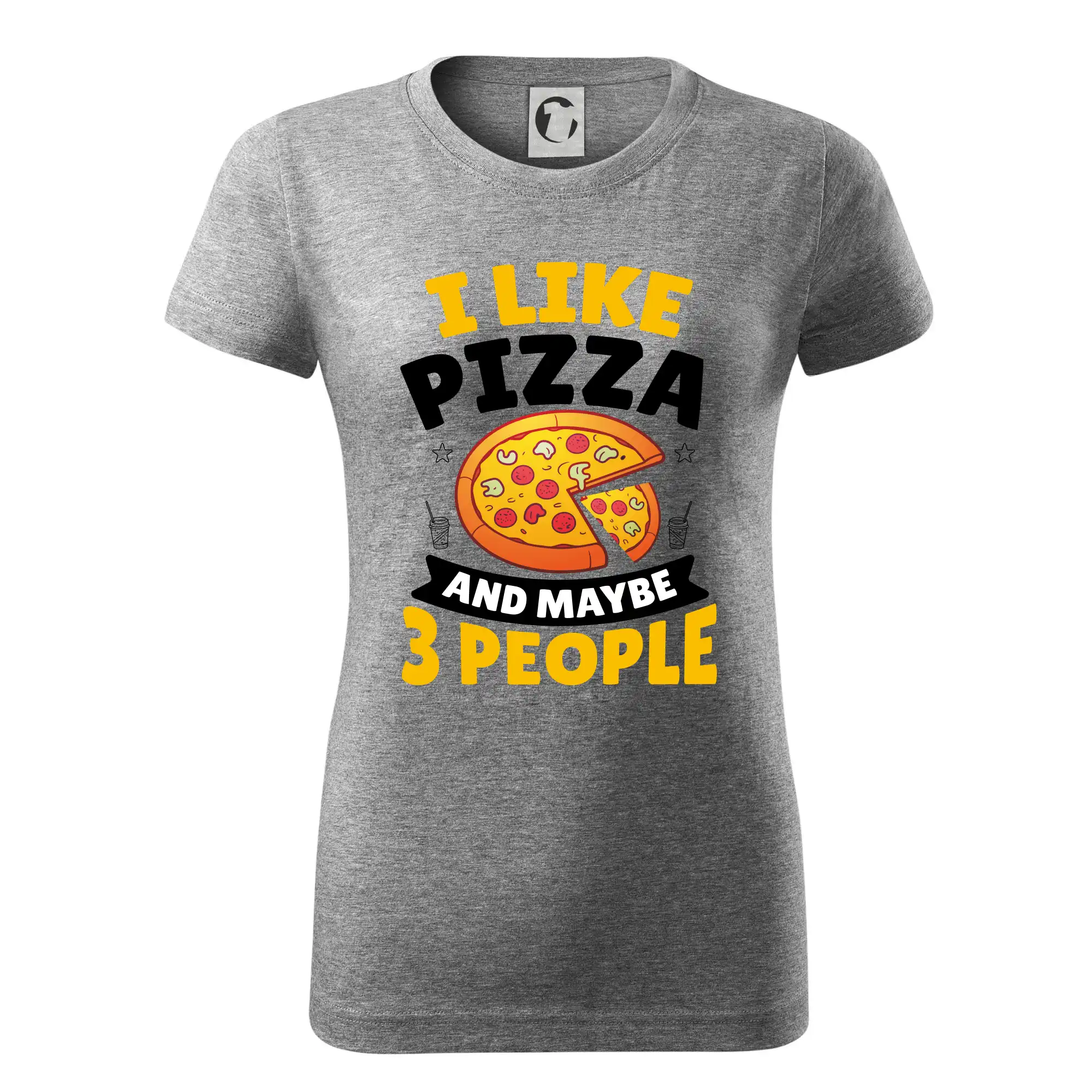 Tričká a zástery na grilovanie - I like pizza and maybe 3 people - Dámske tričko basic - ľahko voľnejšie a dlhšie