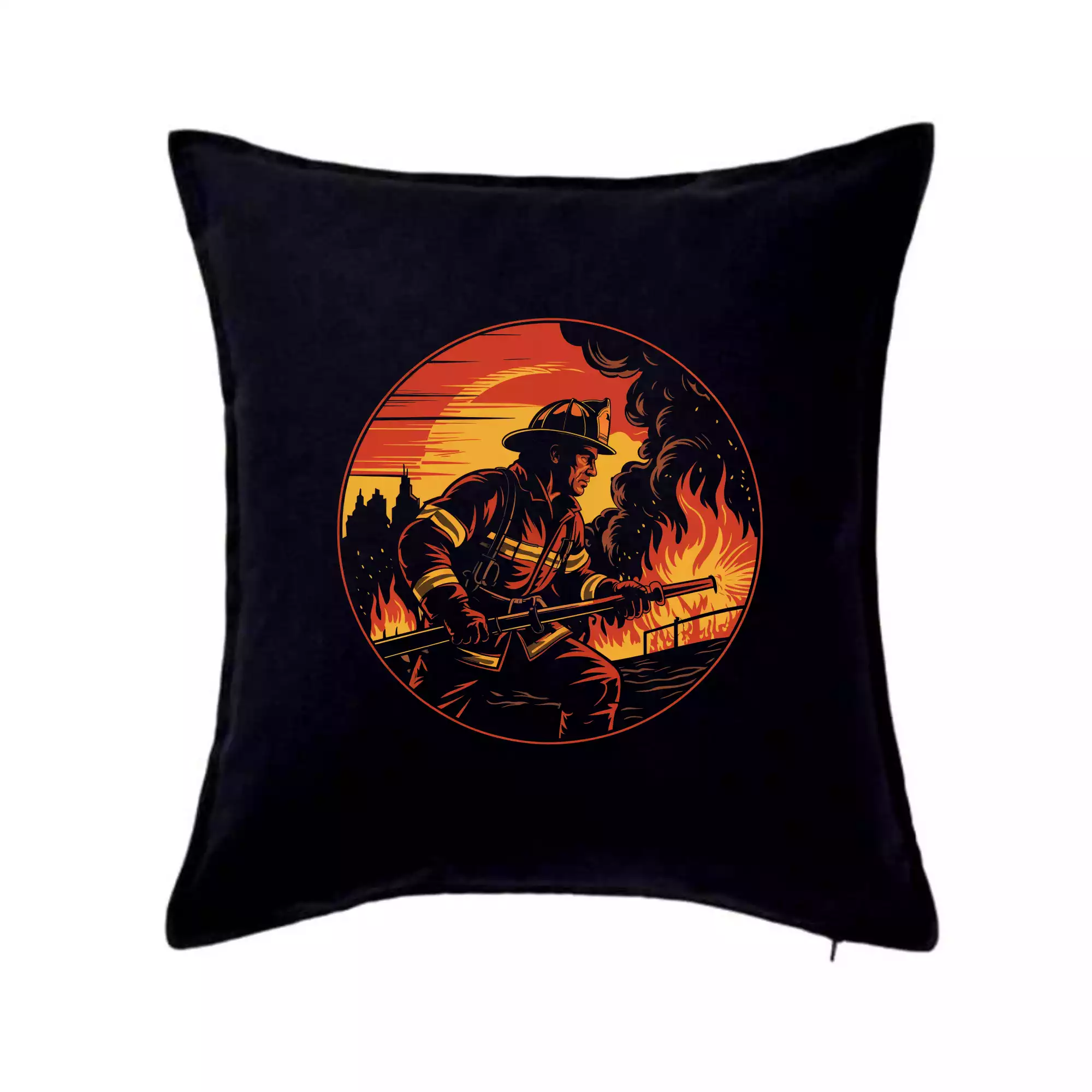 Hasič v kruhu hasí oheň