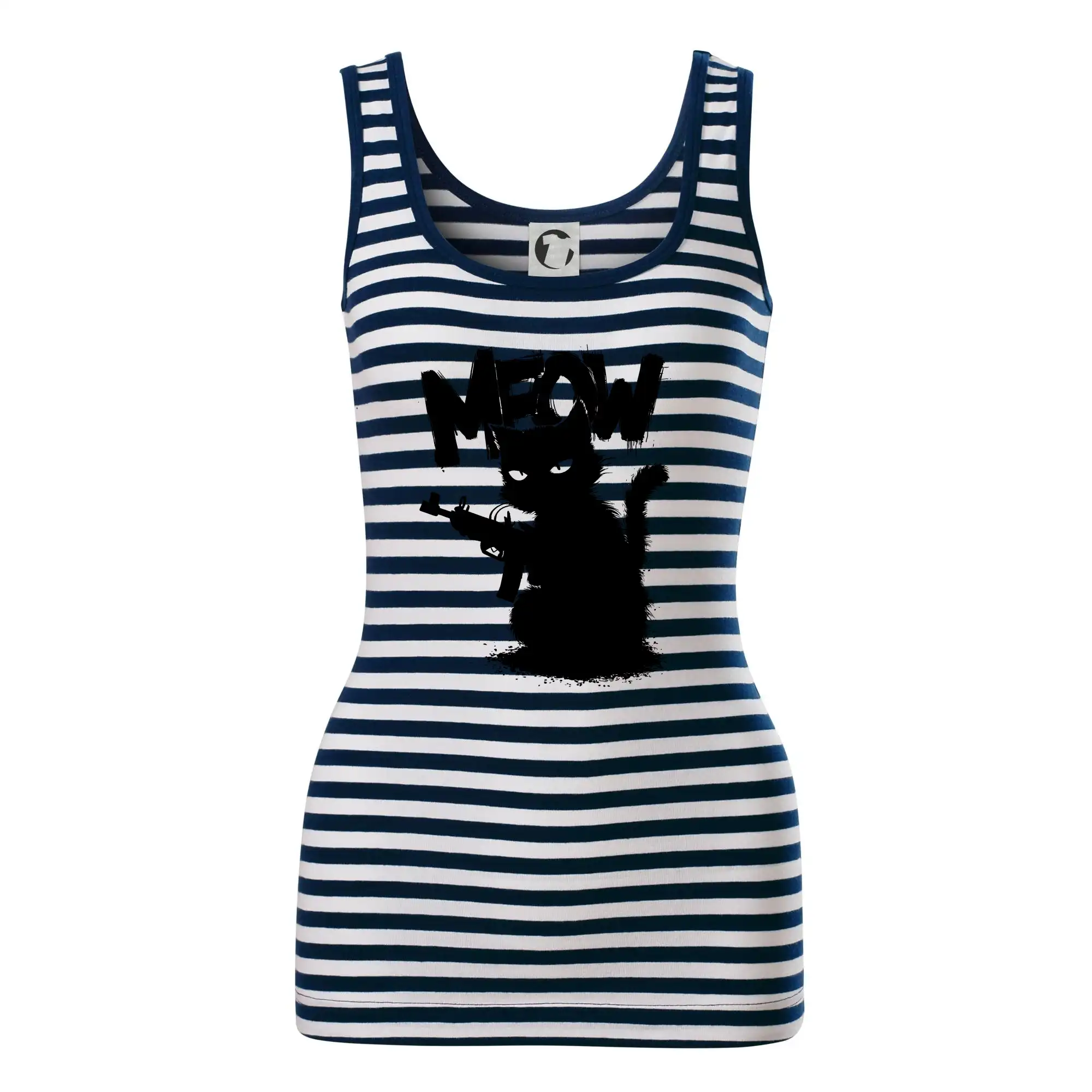 Vtipná tričká s mačkou - Meow mačka so zbraňou - Sailor tielko na vodu