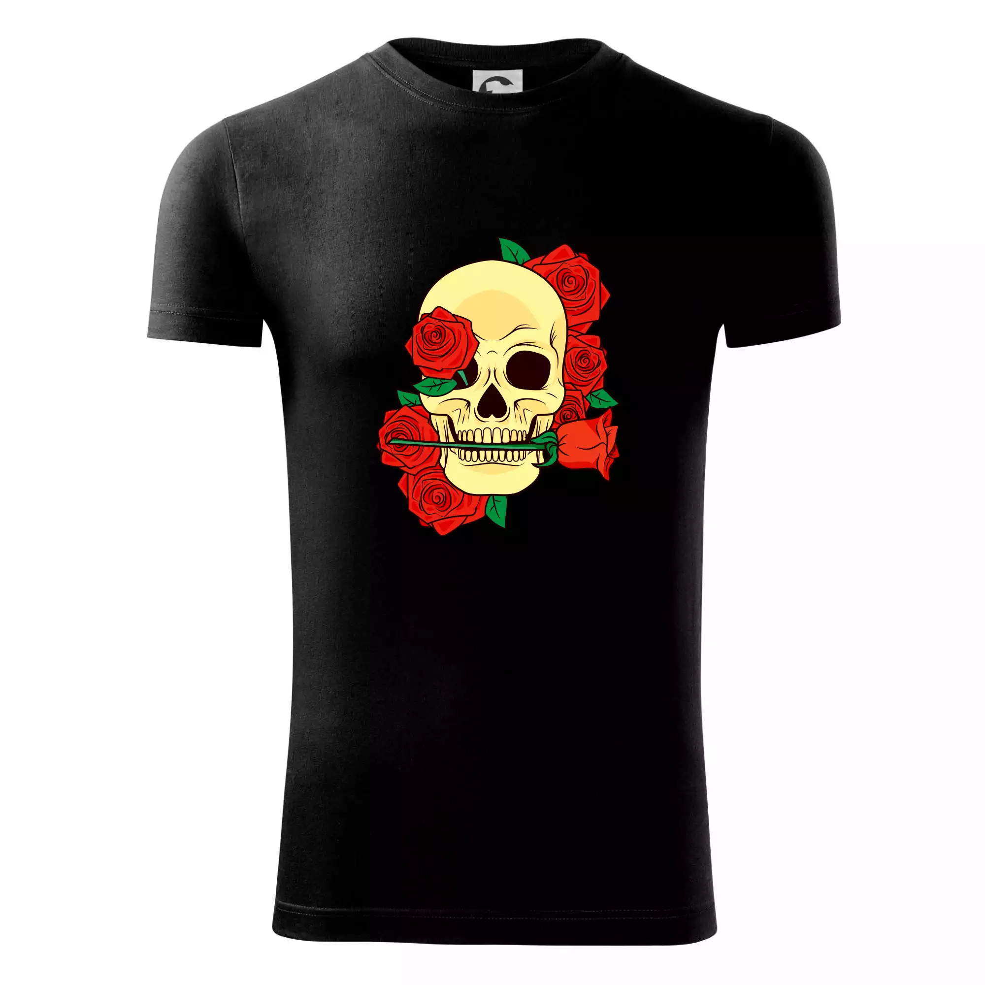 Lebka držící růži