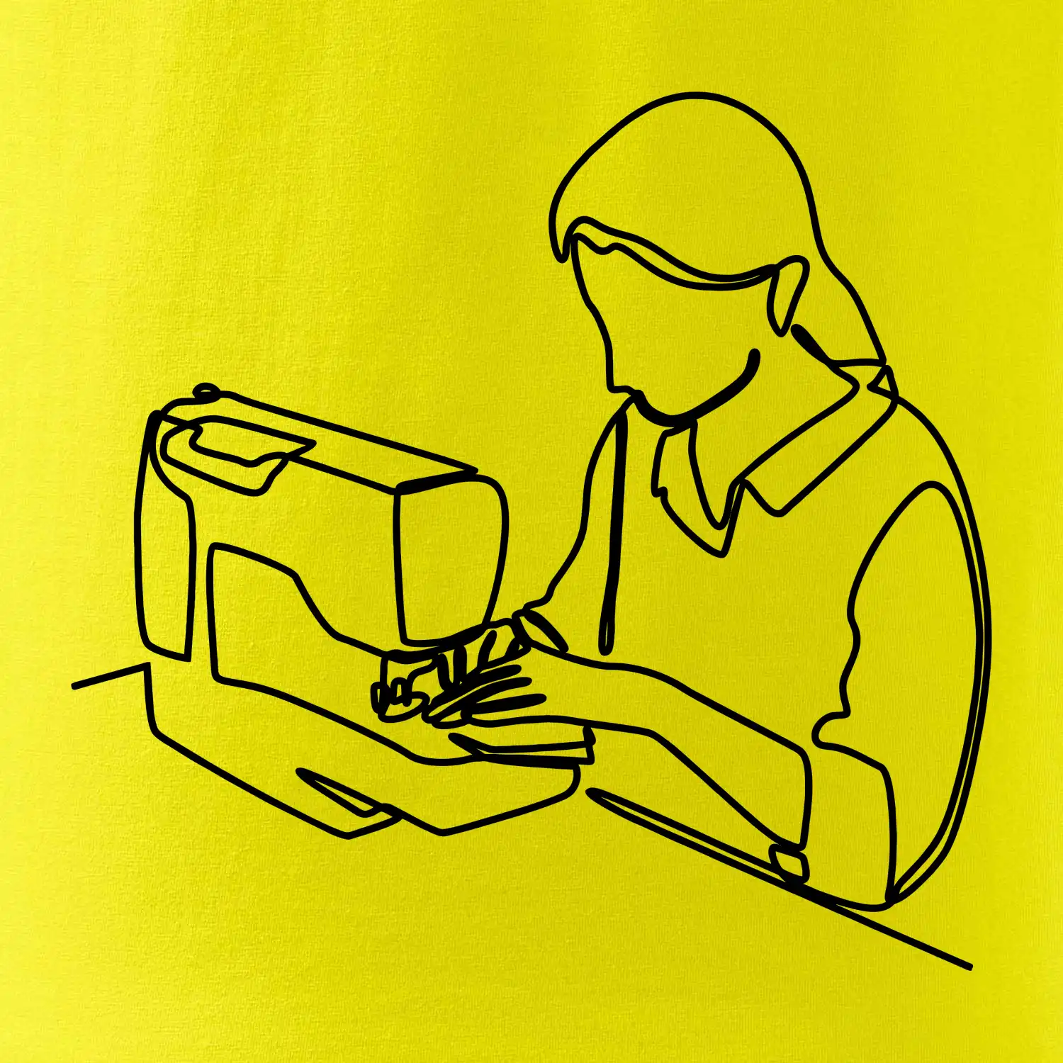 Švadlena a šicí stroj jedním tahem