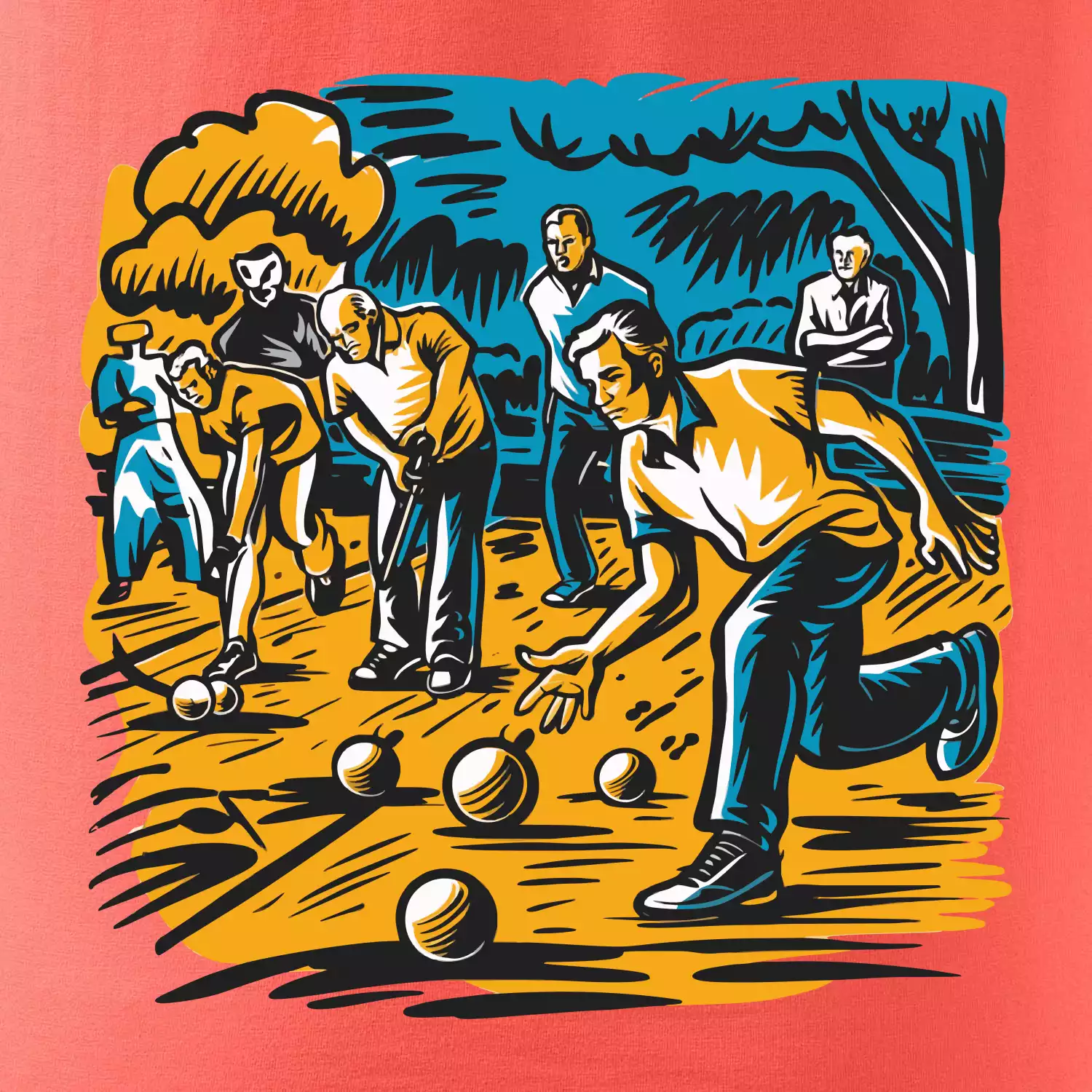 Petanque hra - modro oranžová