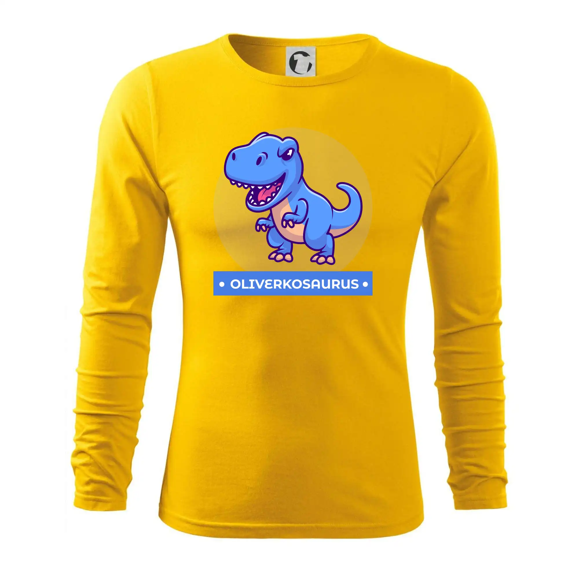 Detské tričká, mikiny a body s originálnymi potlačami | Veselé motívy pre chlapcov aj dievčatá - Dinosaurie mená - modrý dinosaurus - Tričko s dlhým rukávom FIT-T long sleeve