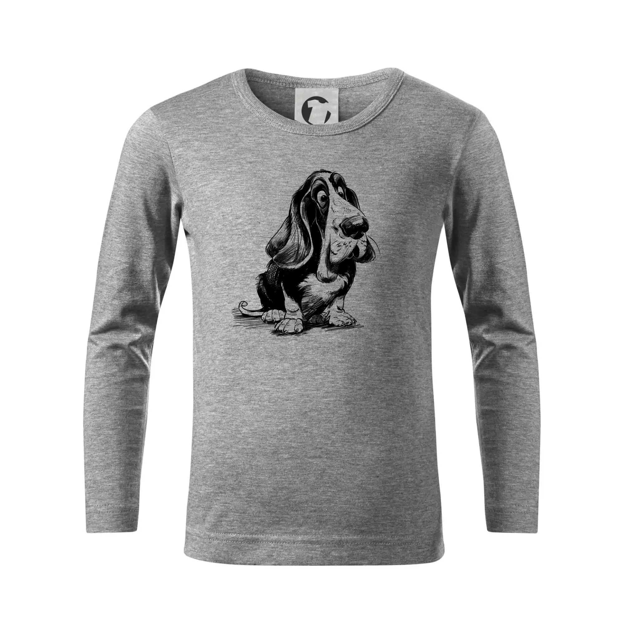 Černobílá karikatura baset