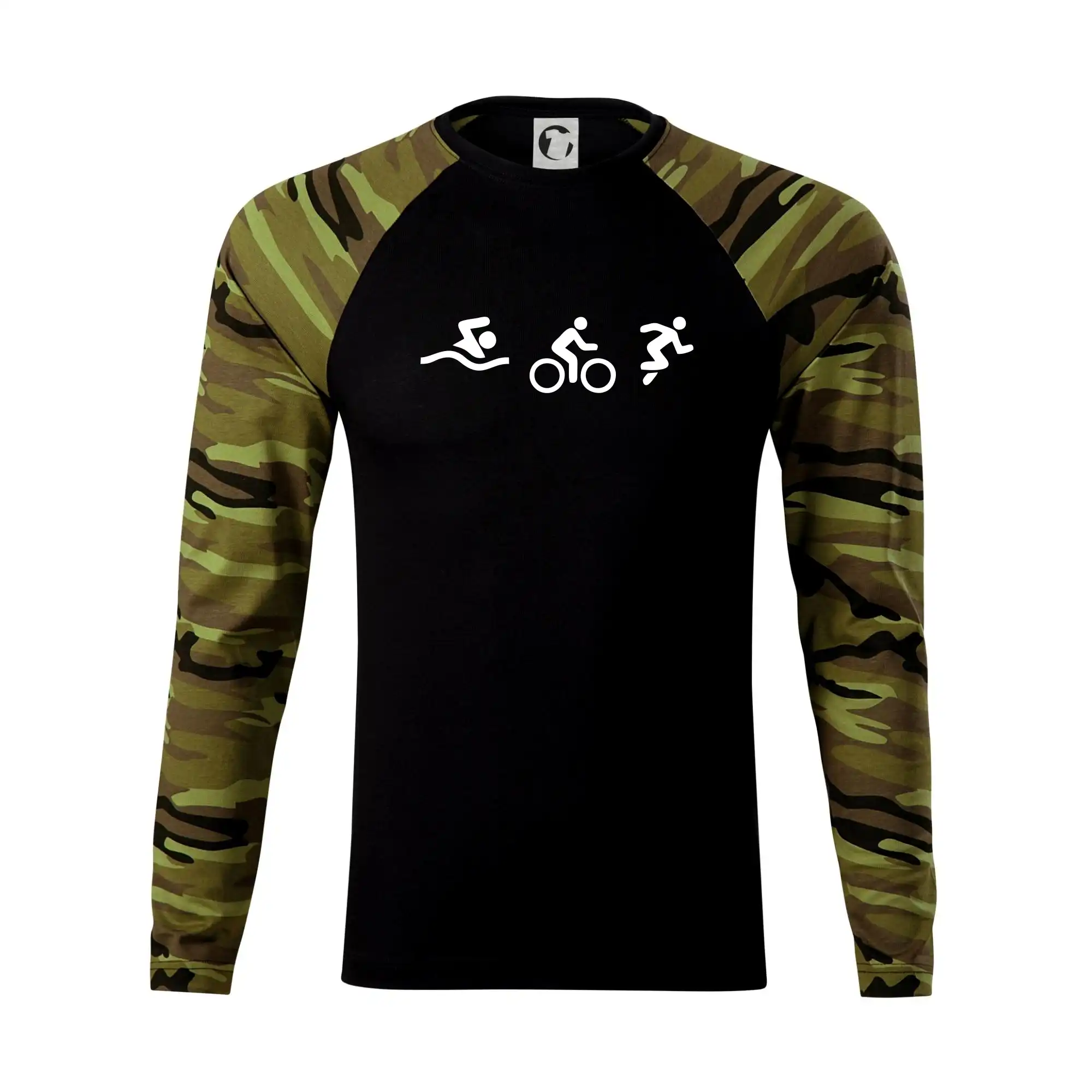 Tričko ako darček pre cyklistu - Triathlon postavy - Camouflage LS
