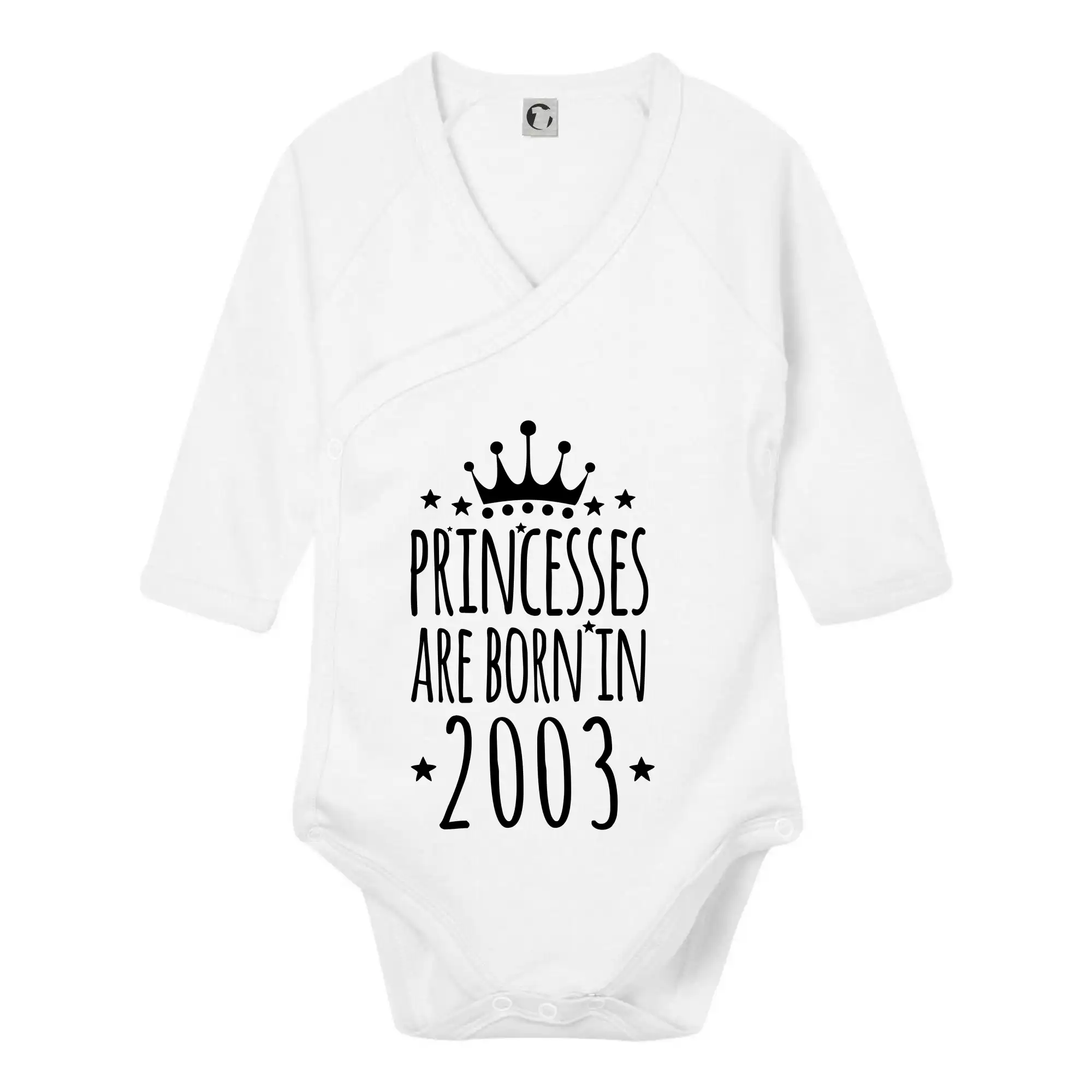 Tričká k narodeninám - Princesses are born in 2003 - Body zavinovacie s dlhým rukávom