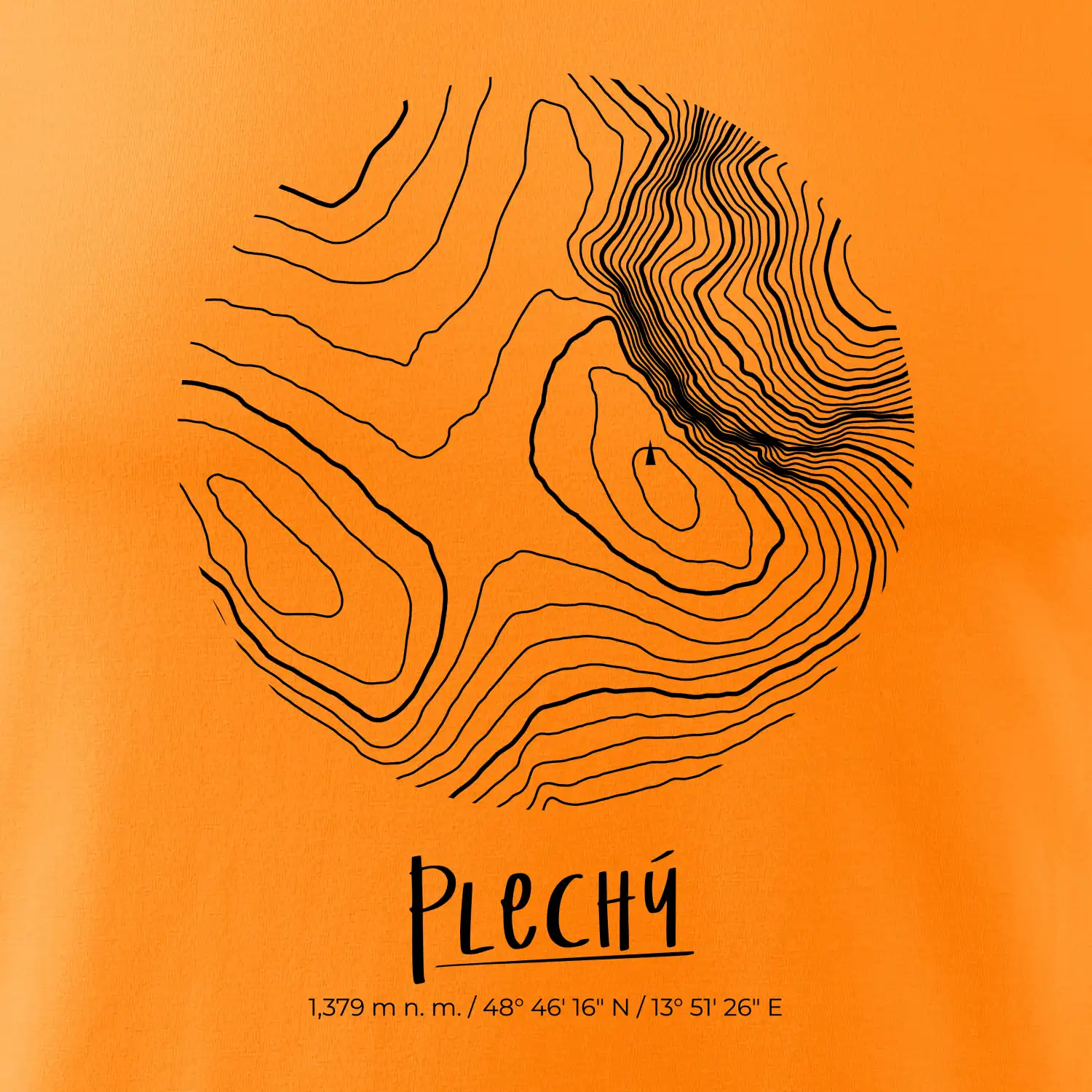 Plechý - vrstevnice v kruhu