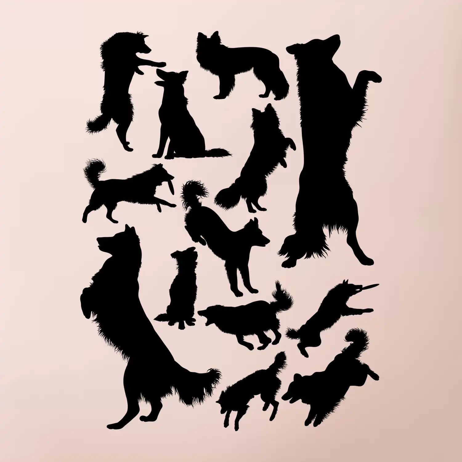 Border kolie siluety