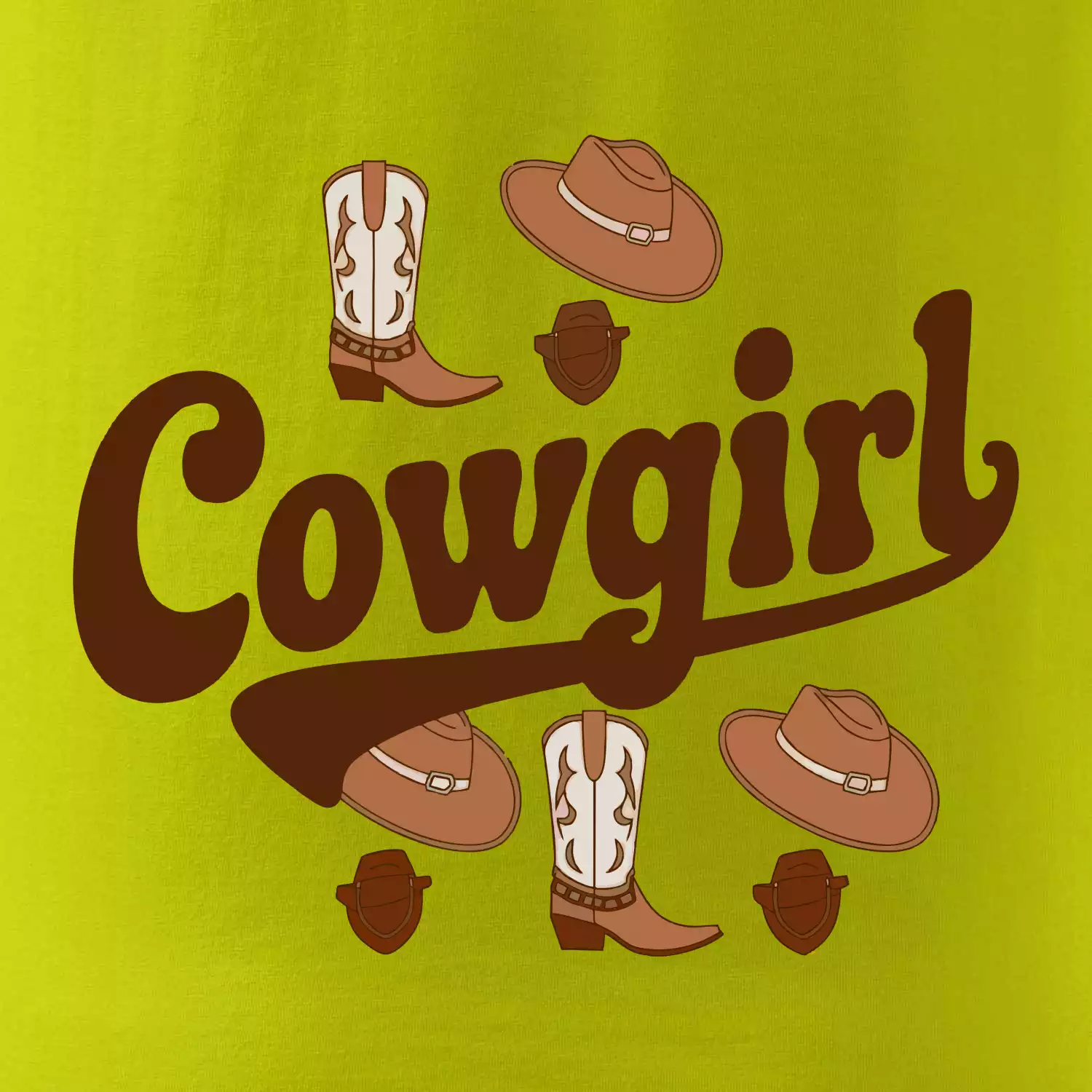 Cowgirl nápis a oblečení