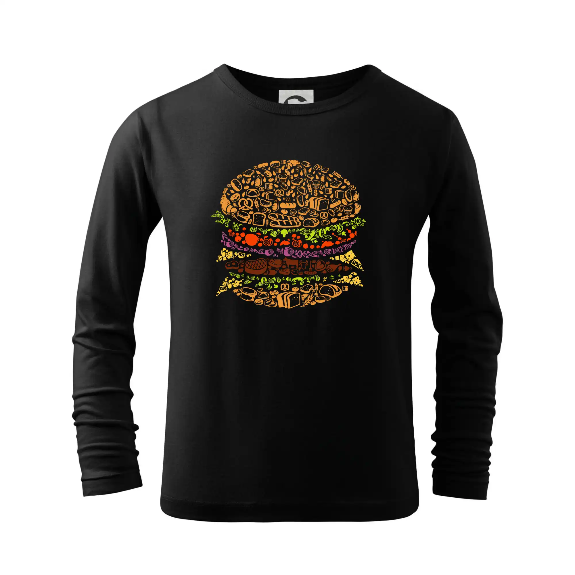 Tričká a zástery na grilovanie - Burger - nákres z ikon - Tričko detské Long Sleeve