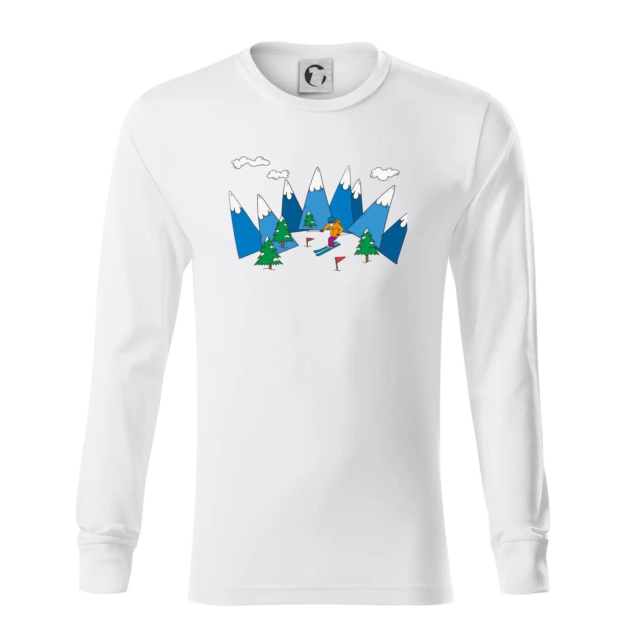 Lyžař a barevné hory