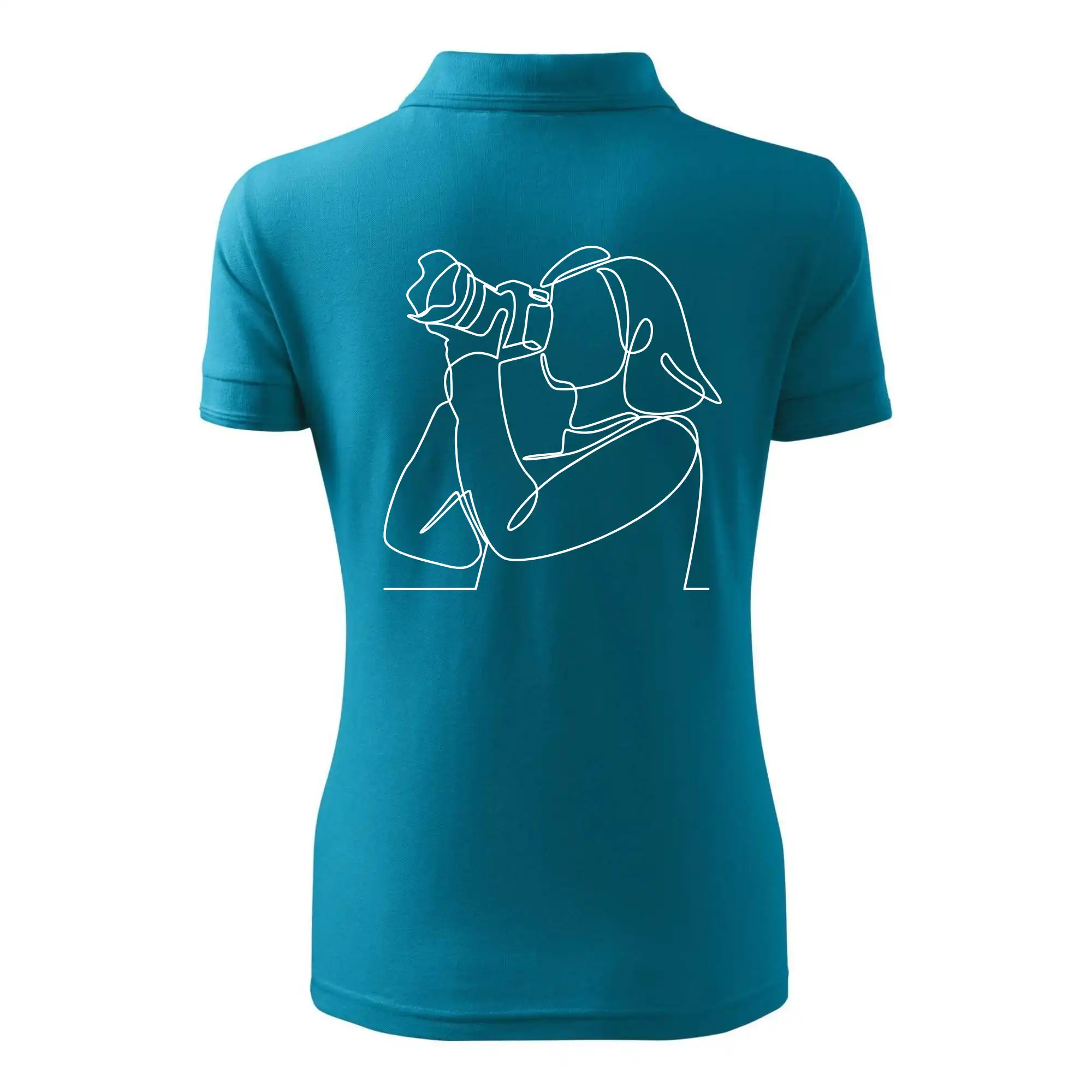 Fotografka stojící jedním tahem