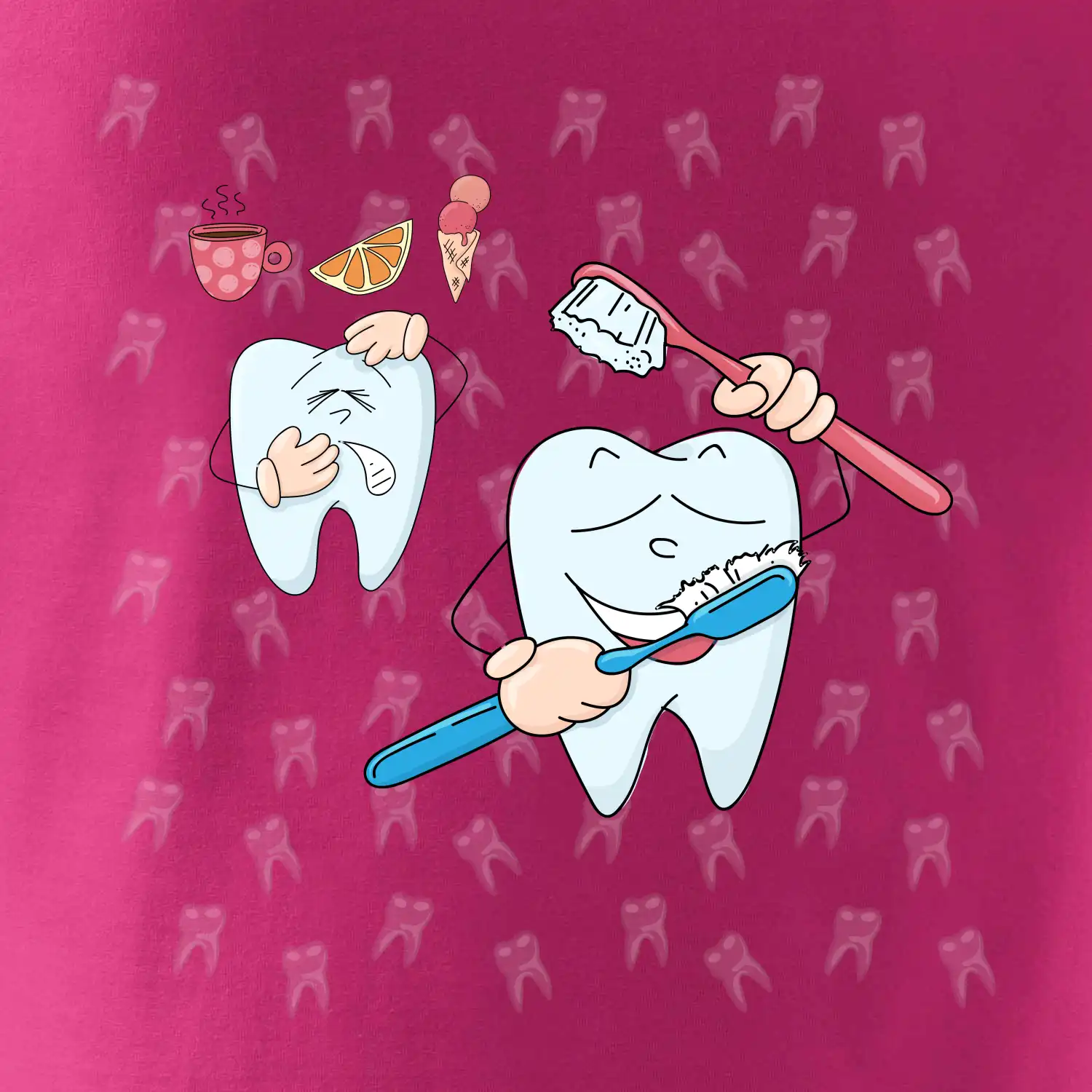 Zubařské tričko - kartáček a jídlo