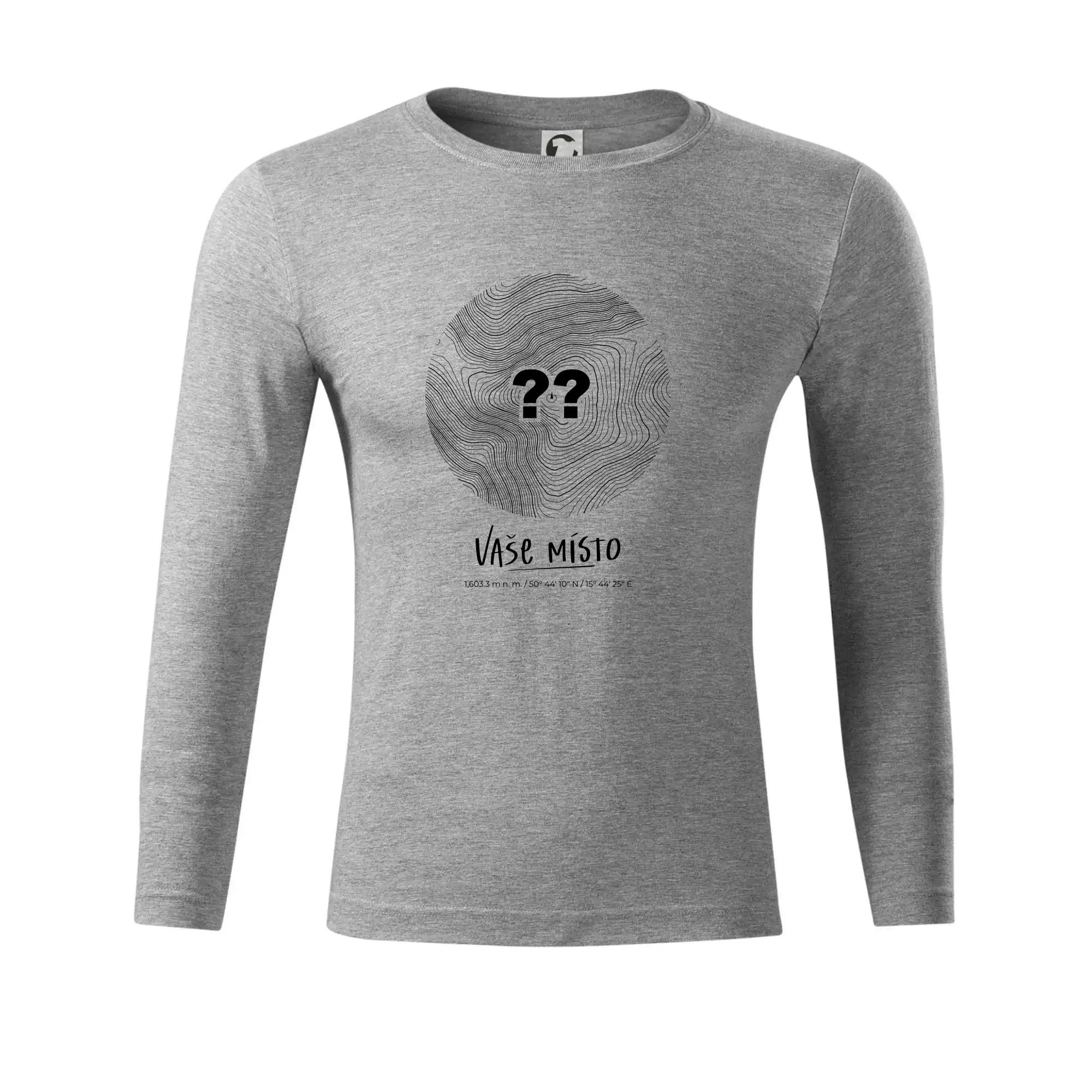 Tričká s vrstevnicami – originálne horské motívy - Vaše miesto - vrstevnice v kruhu - Tričko Progress s dlhým rukávom