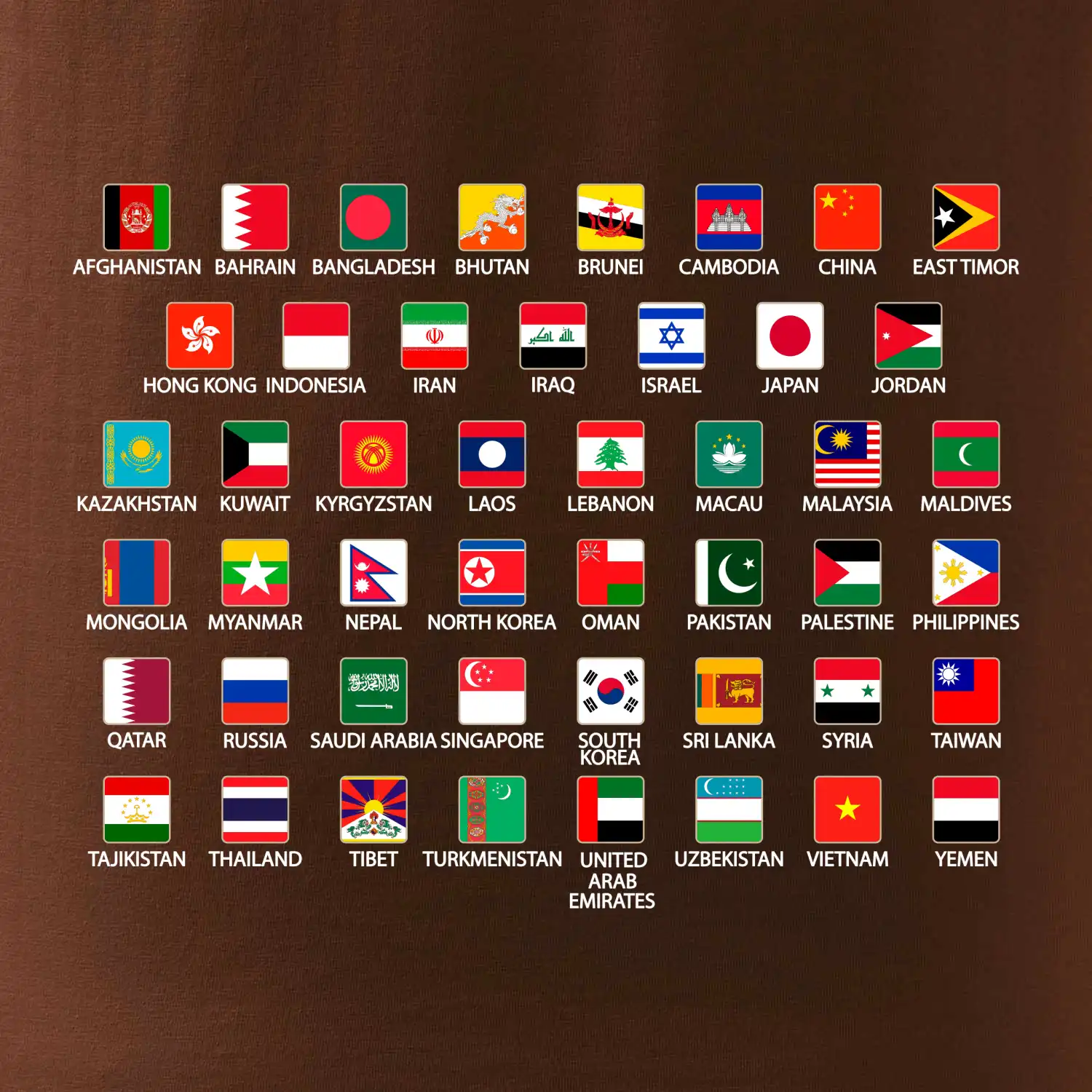 Vlajky států - Asie
