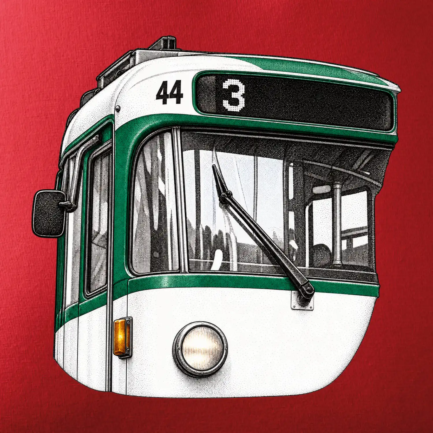 Detail čela T3R SLF tečkovaná perokresba