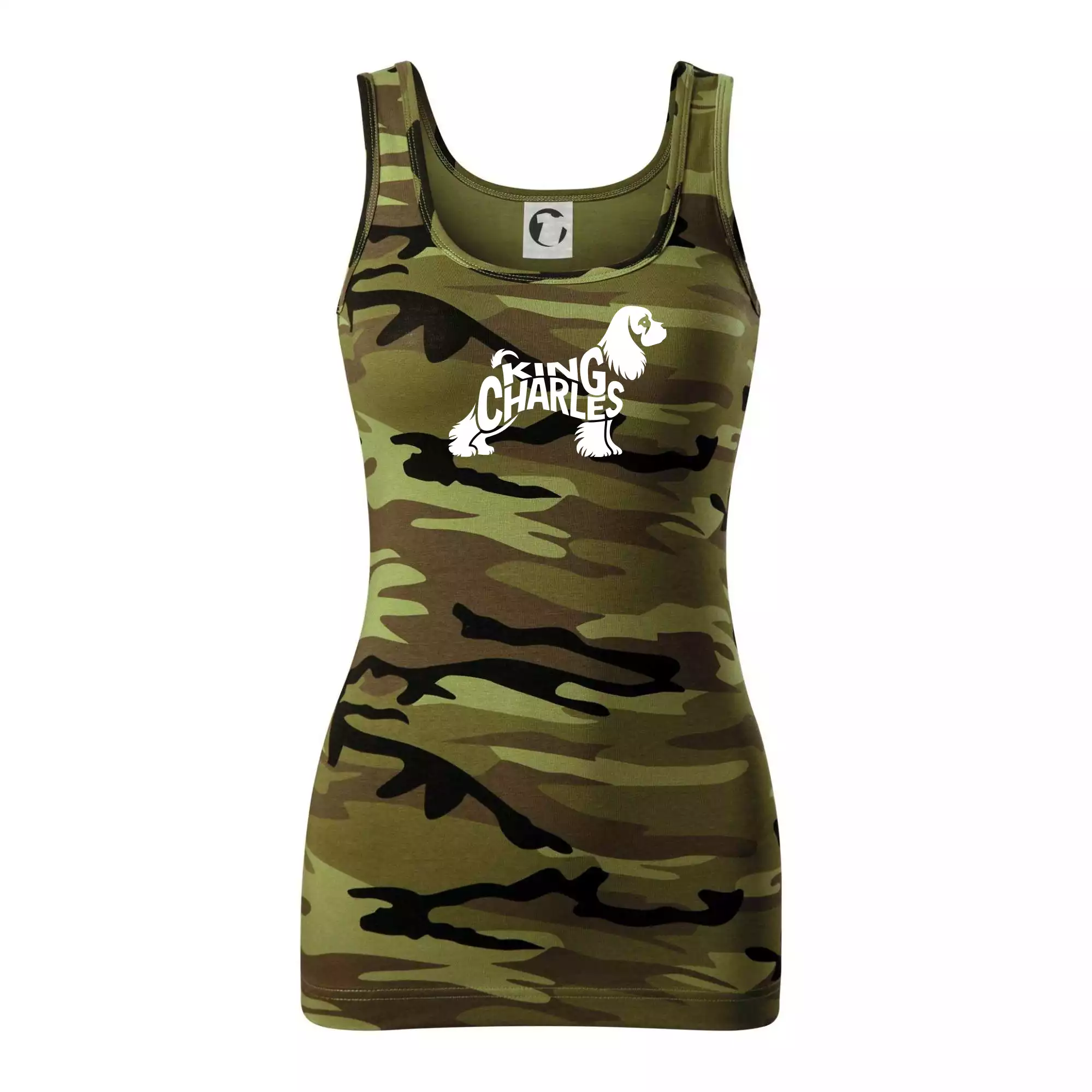 Kavalír king Charles španěl nápis v těle