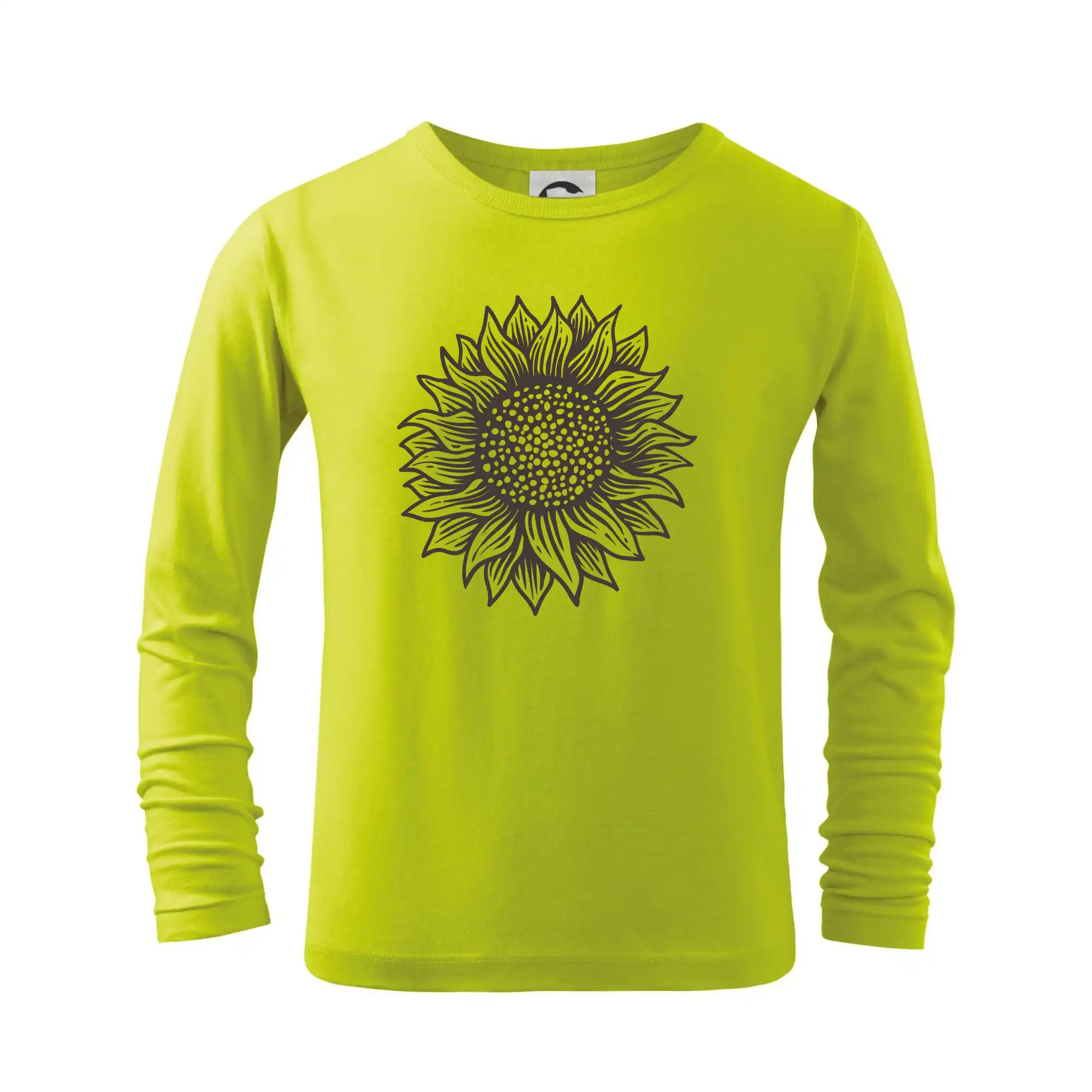 Tričká s kvetinami - Slnečnica kreslená čiernobiela - Tričko detské Long Sleeve