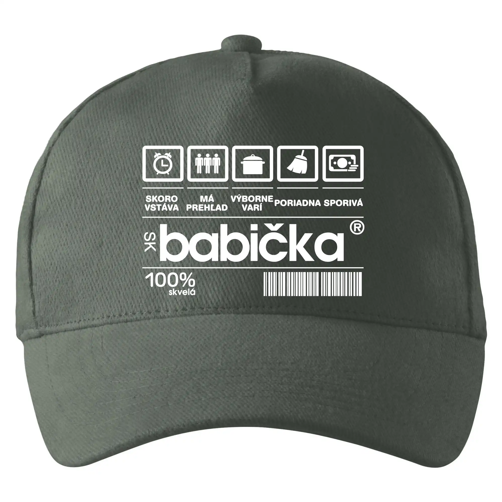 Tričká a mikiny pre babičku - Čiarový kód - Dedko/Babicka - Šiltovka so zahnutým šiltom a mosaznou sponou