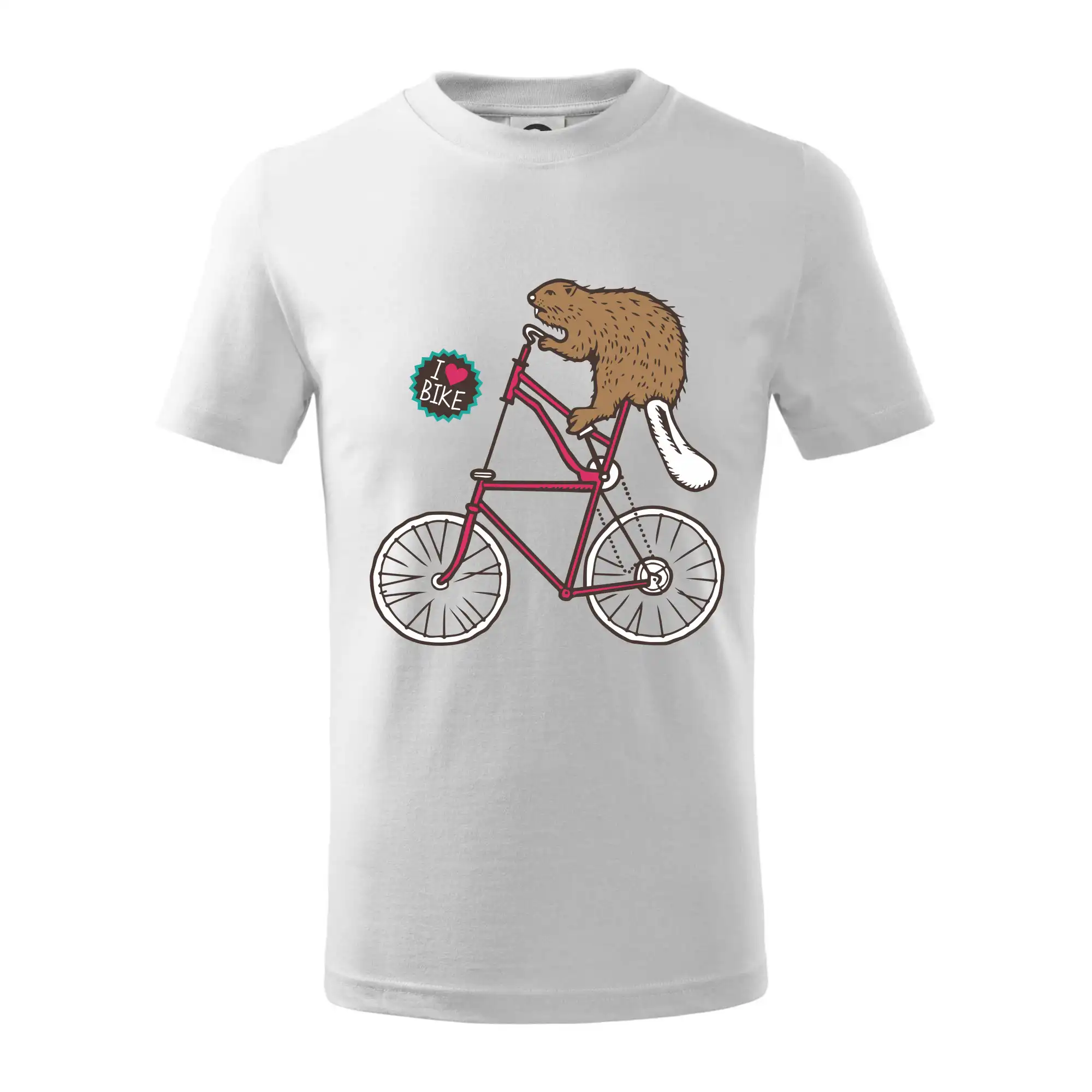Tričko ako darček pre cyklistu - Bobor na bicykli - Tričko detské bavlnené