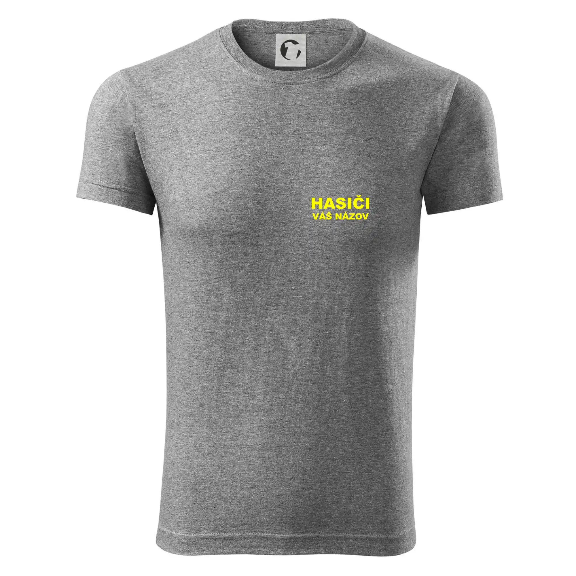 Originálne tričká pre hasičov - Hasiči - žltý nápis - váš názov zboru - Viper FIT - Pánske zúžené tričko