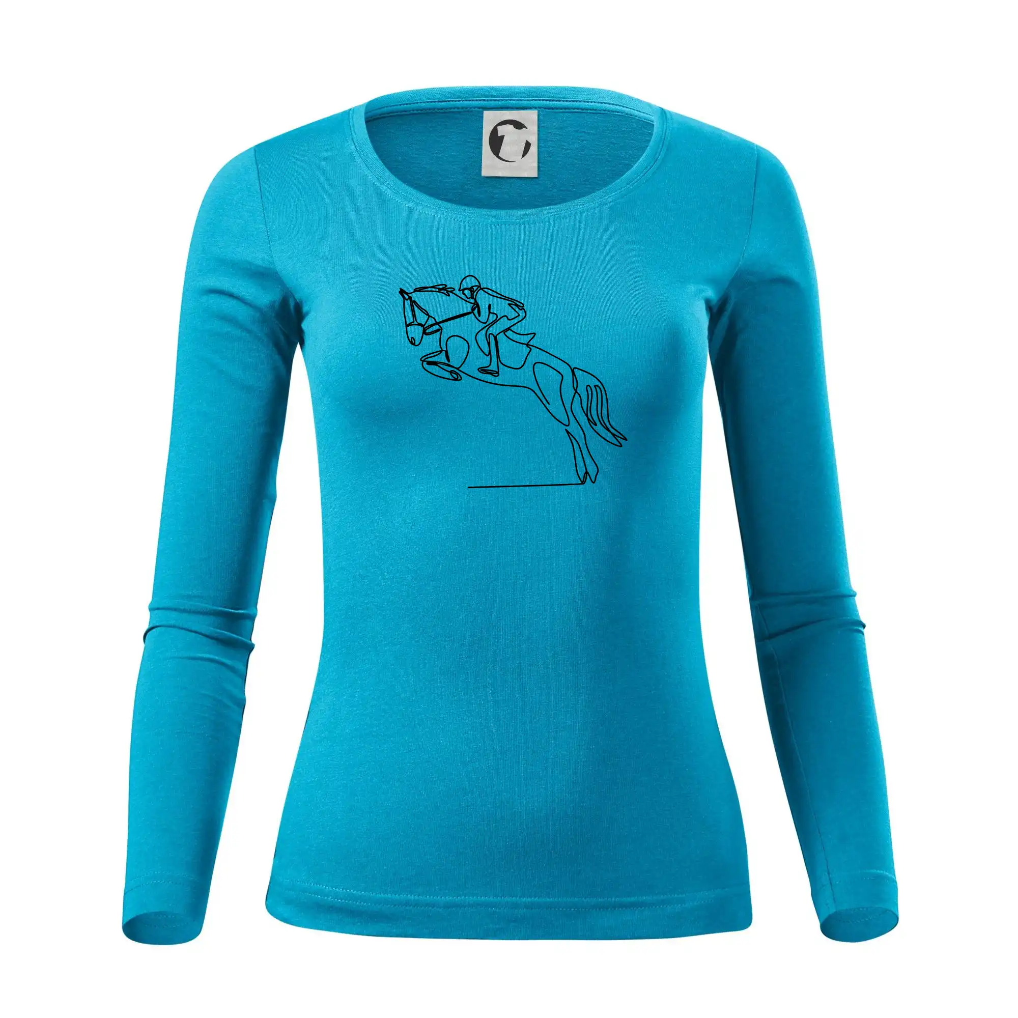 Tričká a mikiny s obrázkami jedným ťahom - Jazda na koni jedným ťahom - Dámske tričko FIT-T LS - zužené