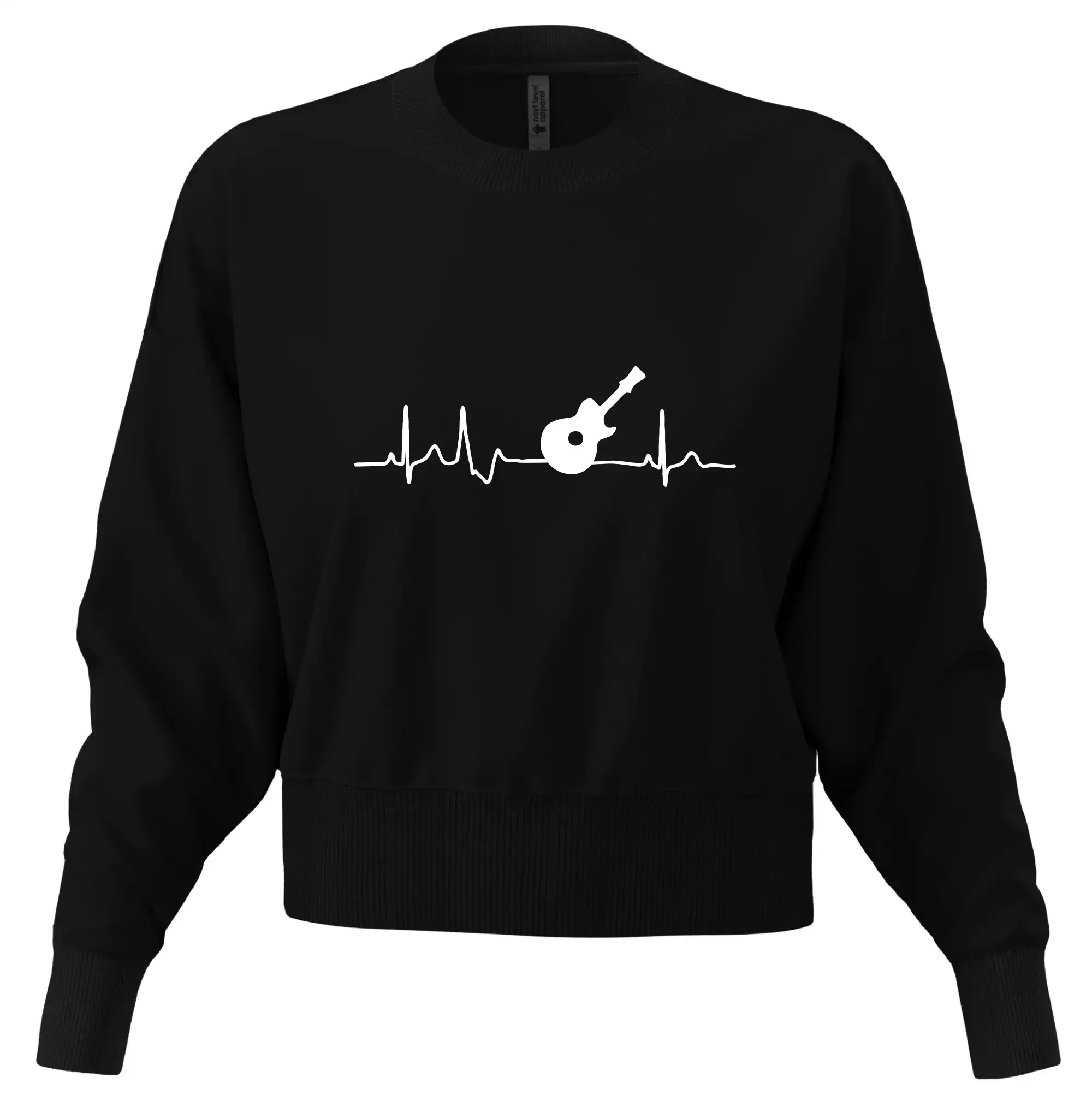 EKG akustická gitara - Mikina oversize crop OVERSIZE
