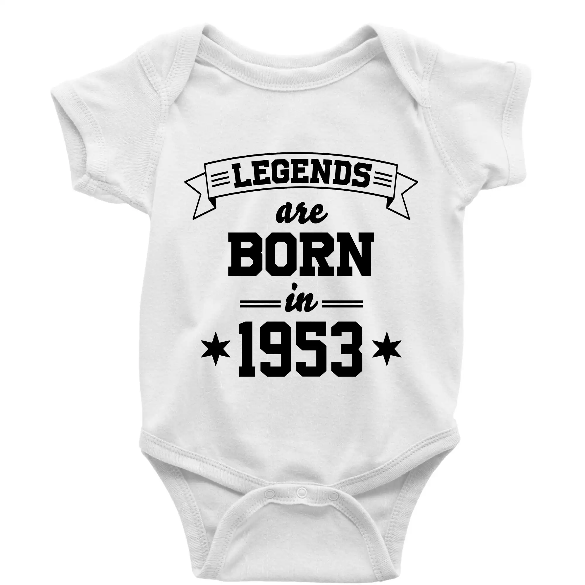 Tričká k narodeninám - Legends are born in 1953 - Body dojčenské s krátkym rukávom