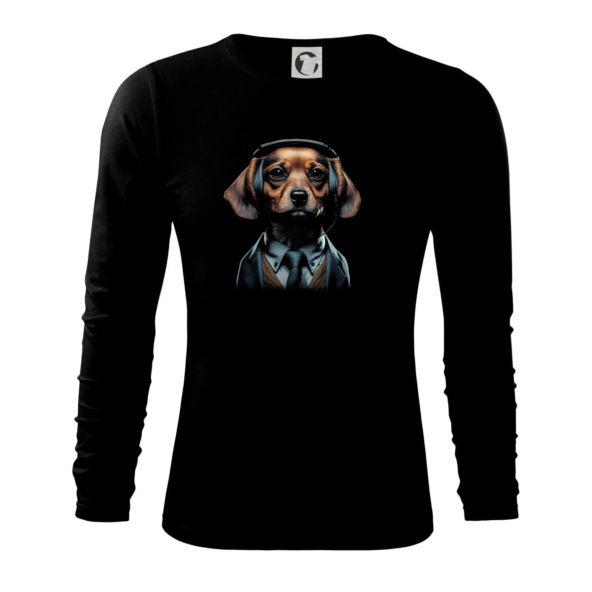 Tričká s motívom jazvečíka - Jezevčík v obleku - Tričko s dlhým rukávom FIT-T long sleeve