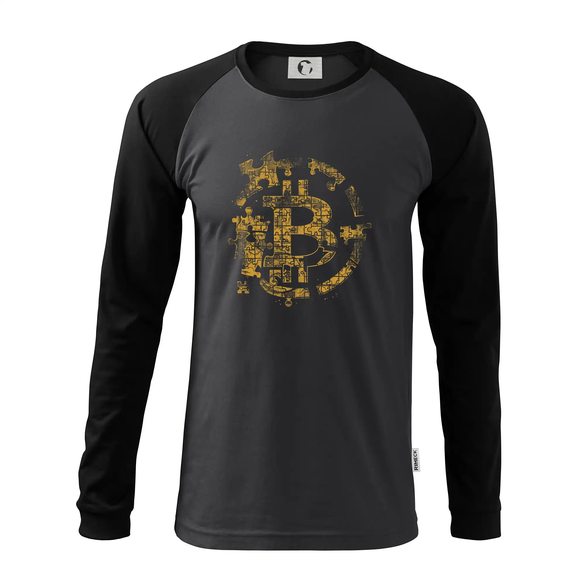 Logo bitcoin puzzle - Pánske tričko s dlhým rukávom LS130
