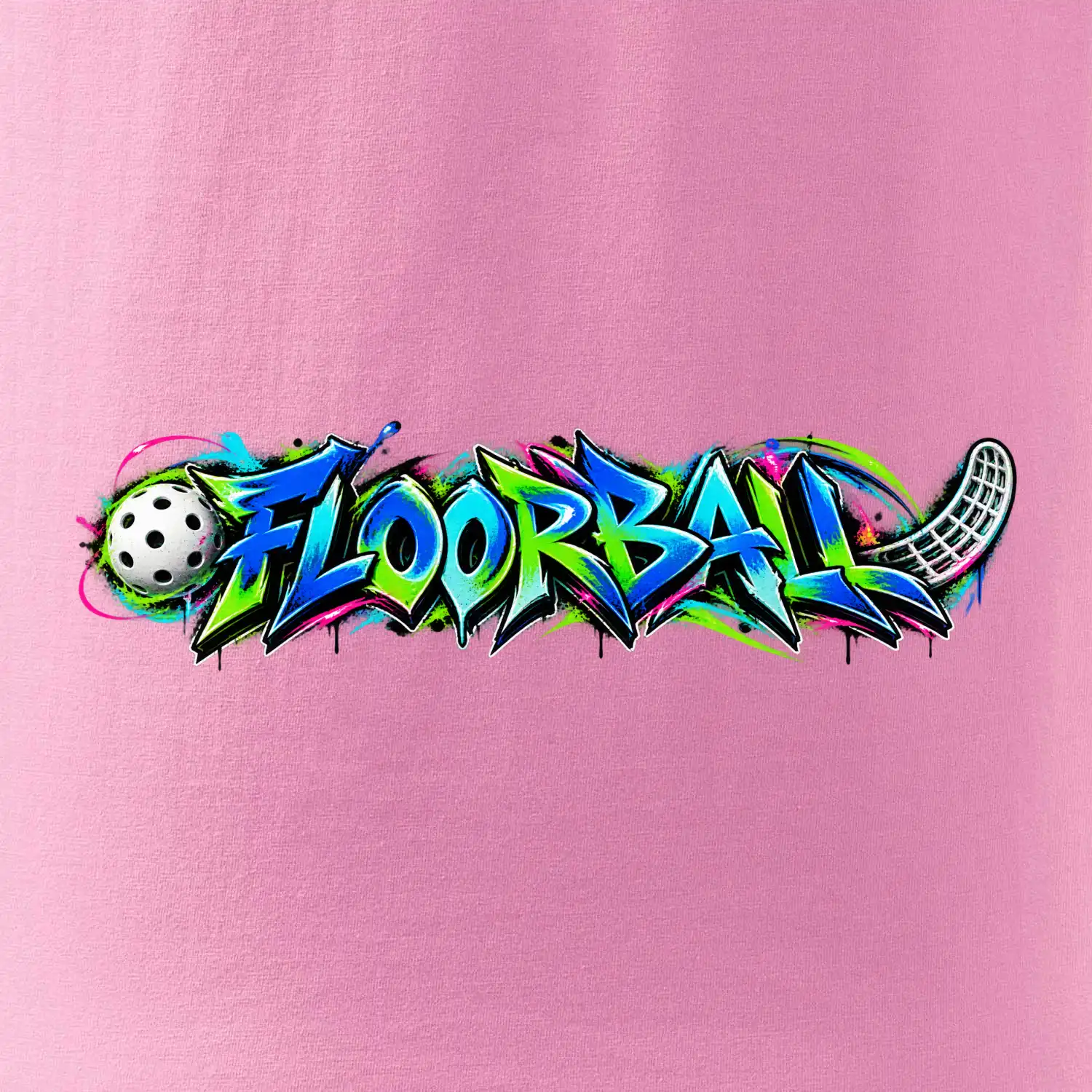 Florbalové graffiti v neonových barvách