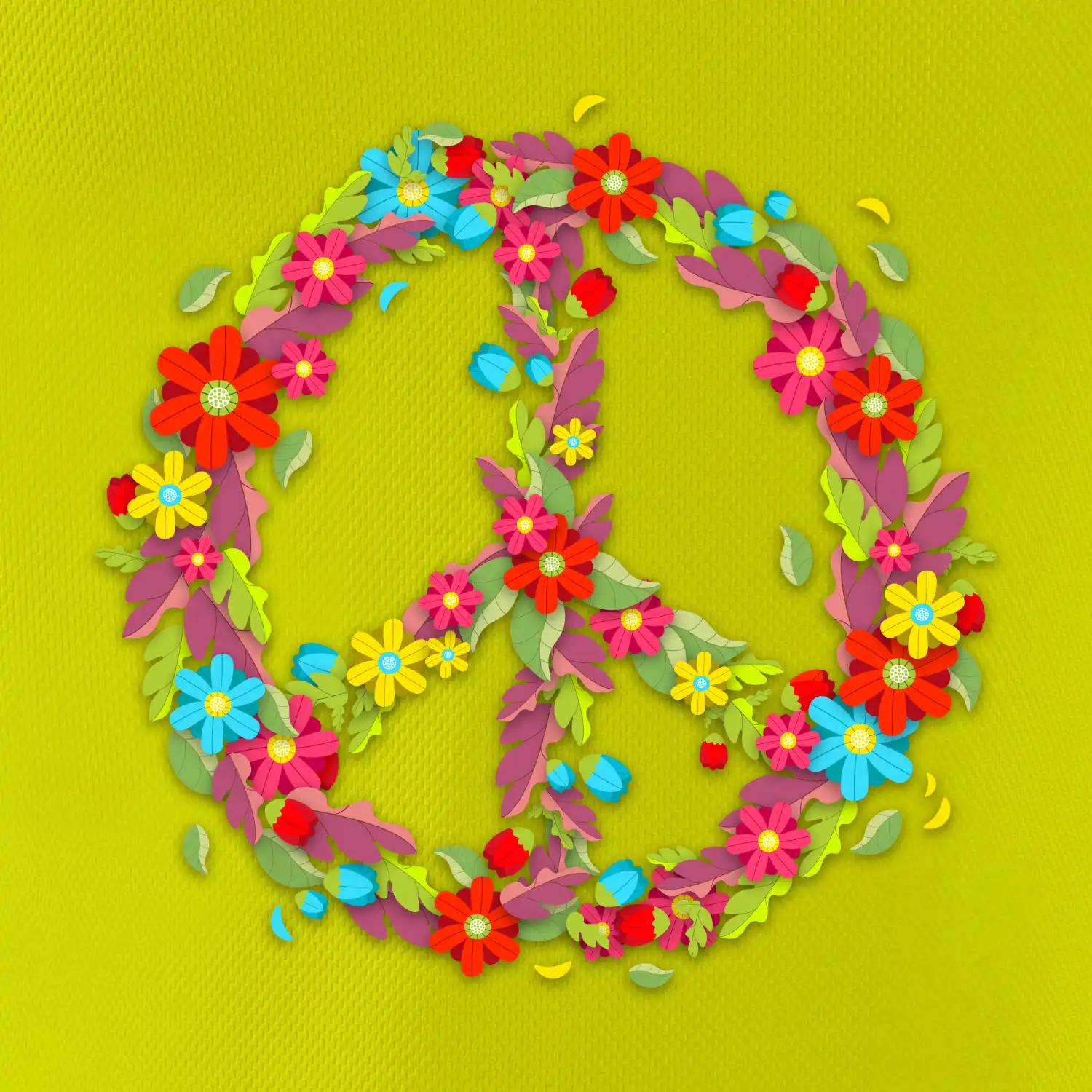 Peace symbol červené květiny