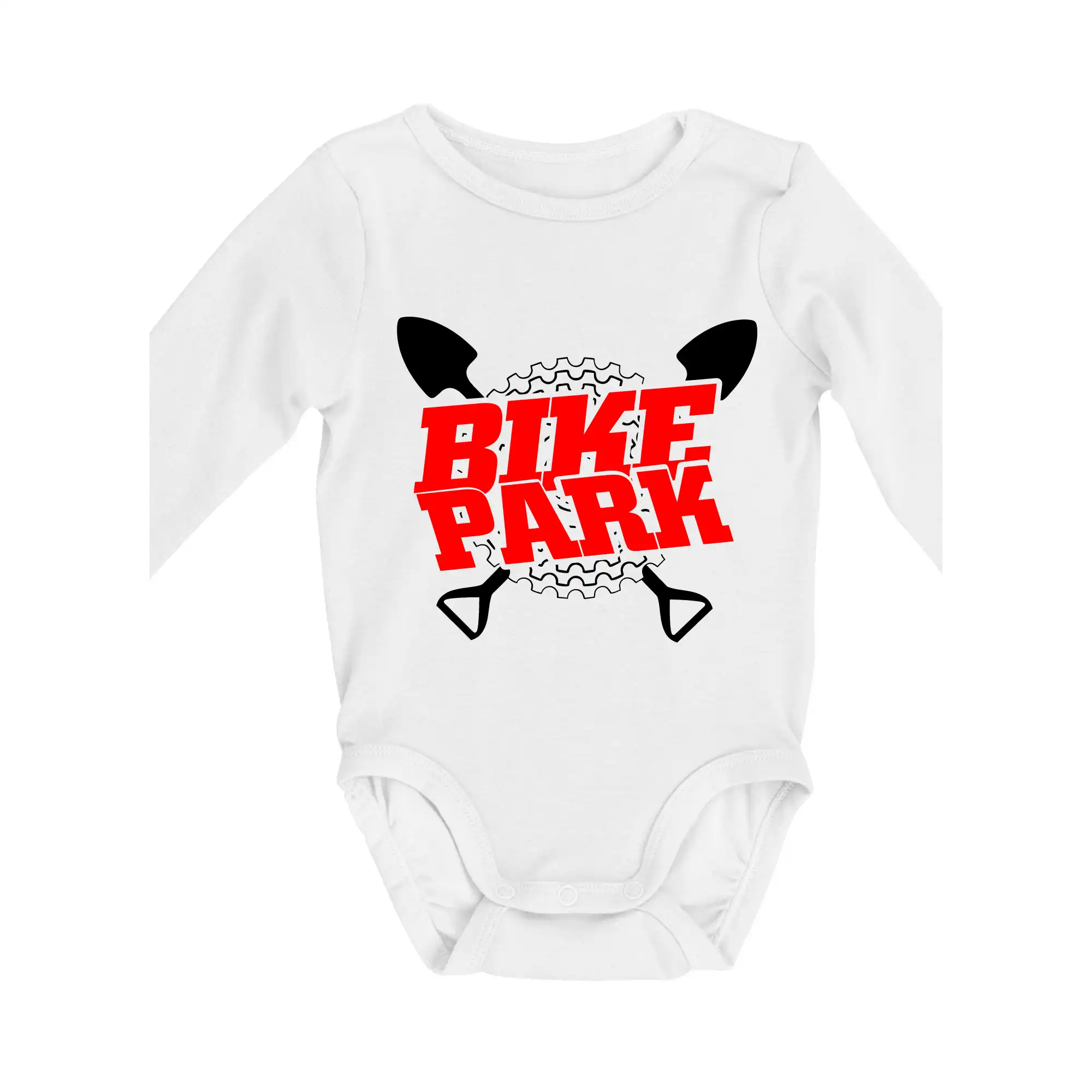 Tričko ako darček pre cyklistu - Bike park lopaty - Body dojčenské s dlhým rukávom