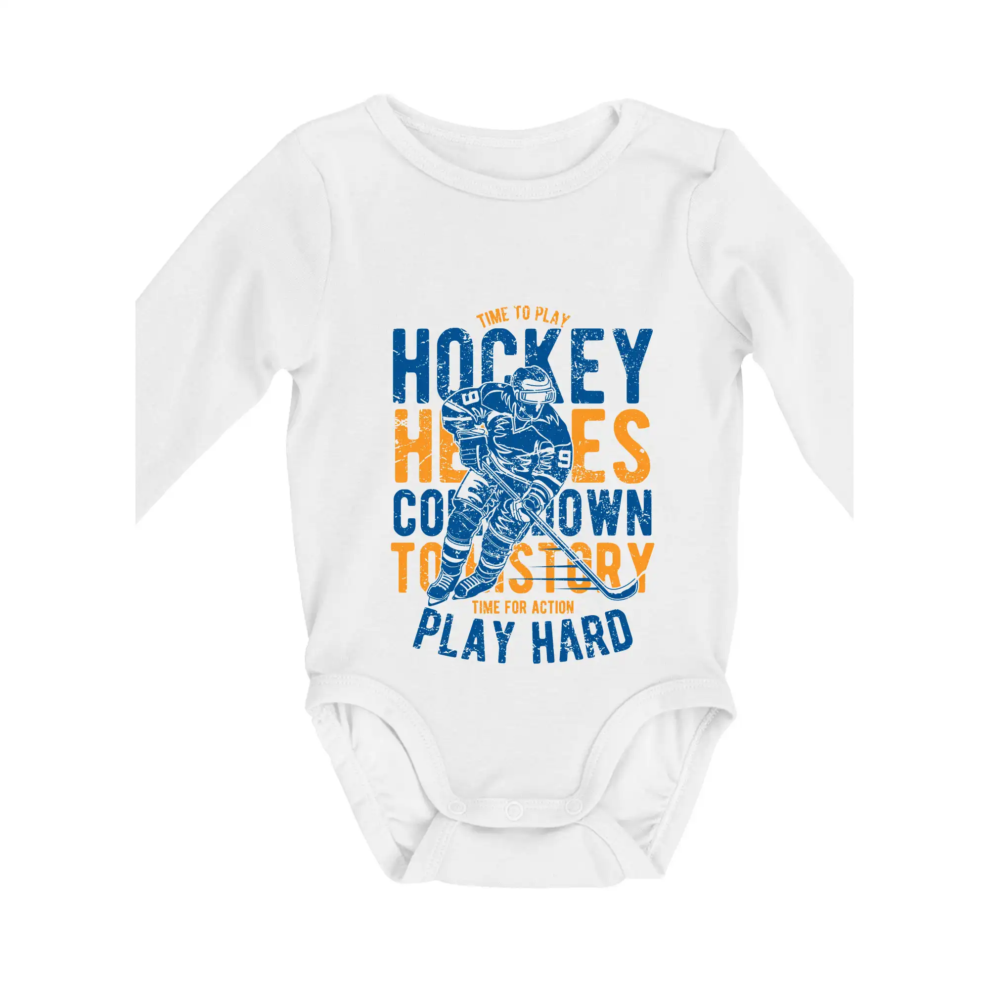 Hokejová trička - Time To Play Hockey - Body dojčenské s dlhým rukávom