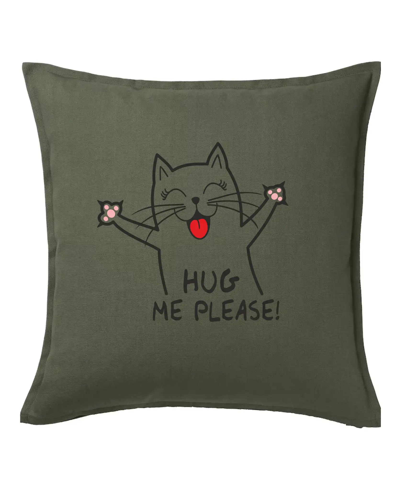 Vtipná tričká s mačkou - Mačka hug me please - Vankúš 50x50