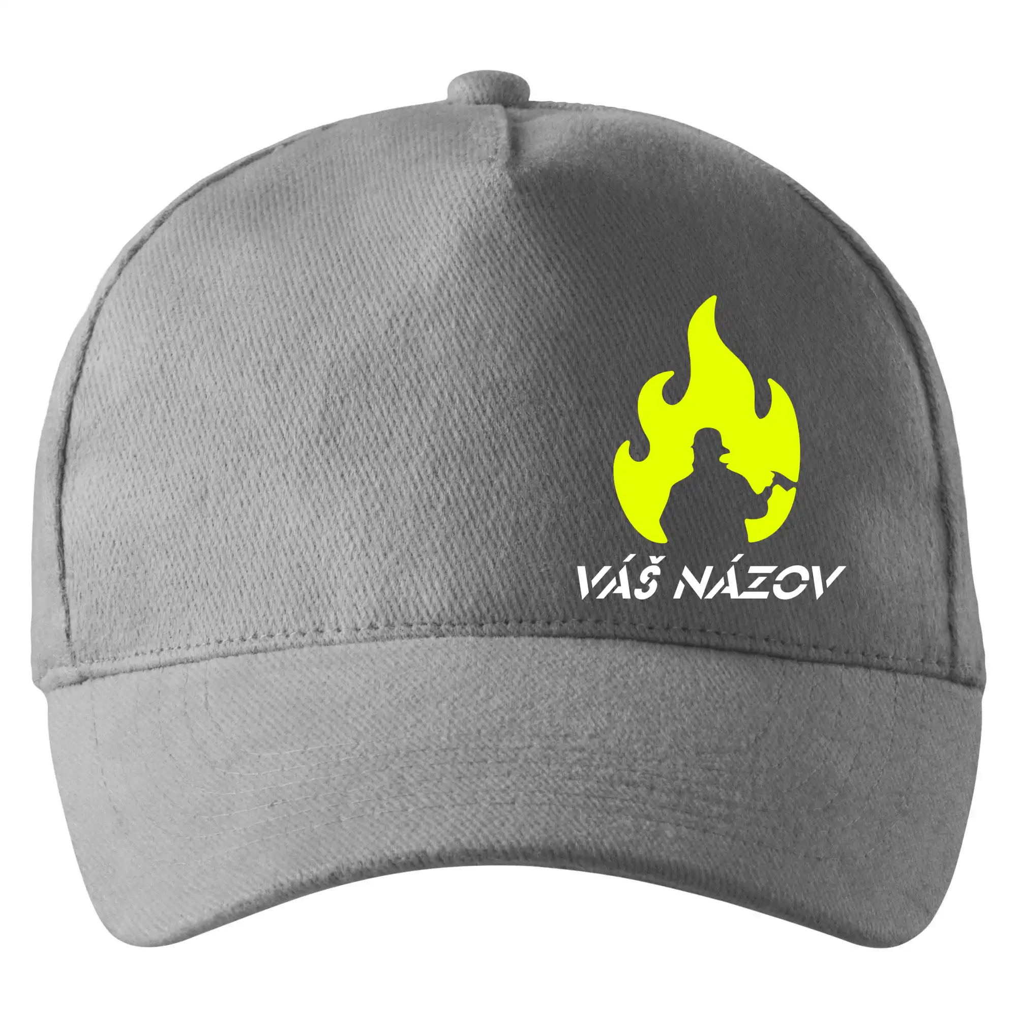 Originálne tričká pre hasičov - Hasiči - oheň - Váš názov - Prsník + chrbát - Šiltovka so zahnutým šiltom a mosaznou sponou