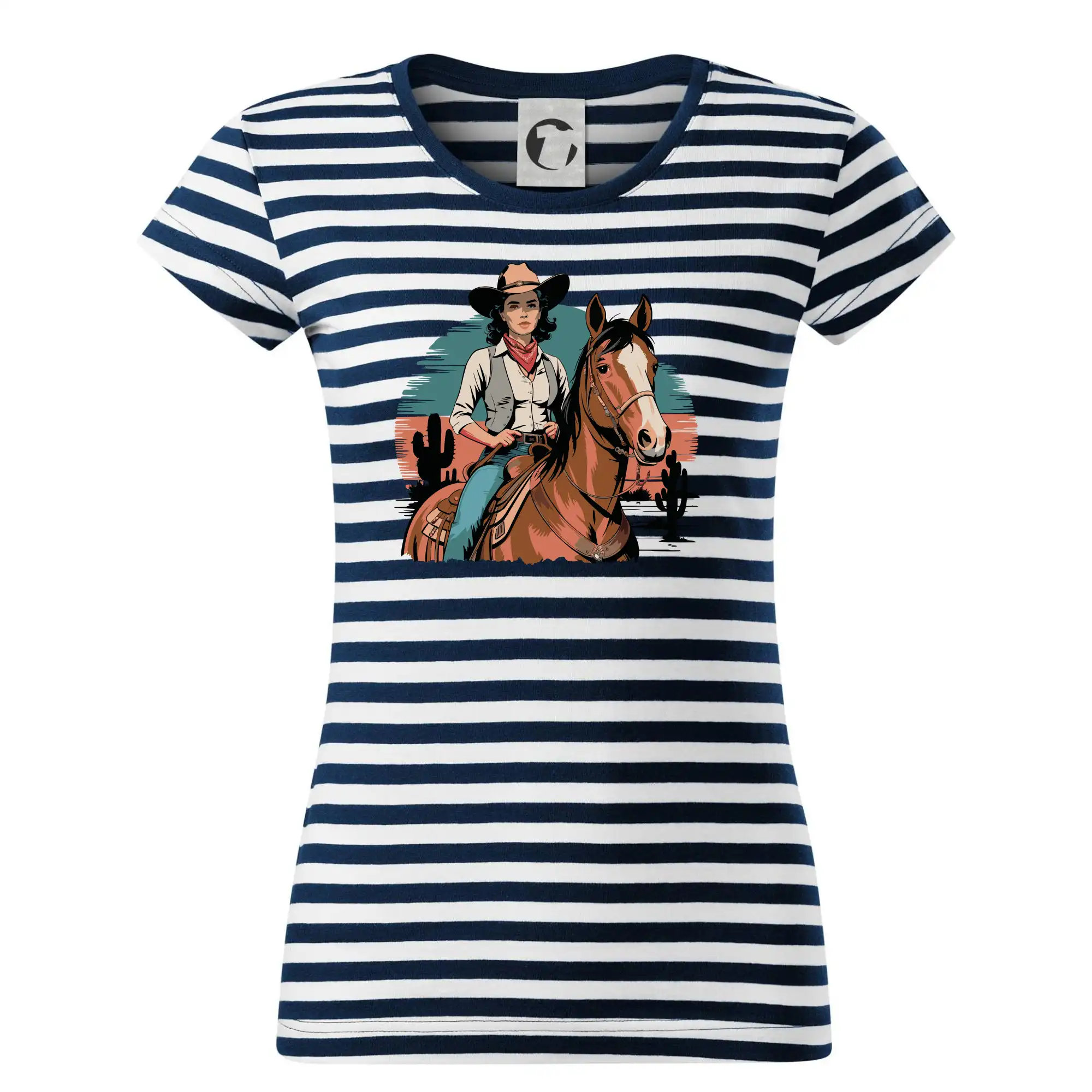 Tričká s koňmi - Cowgirl vintage na koni - Tričko na vodu